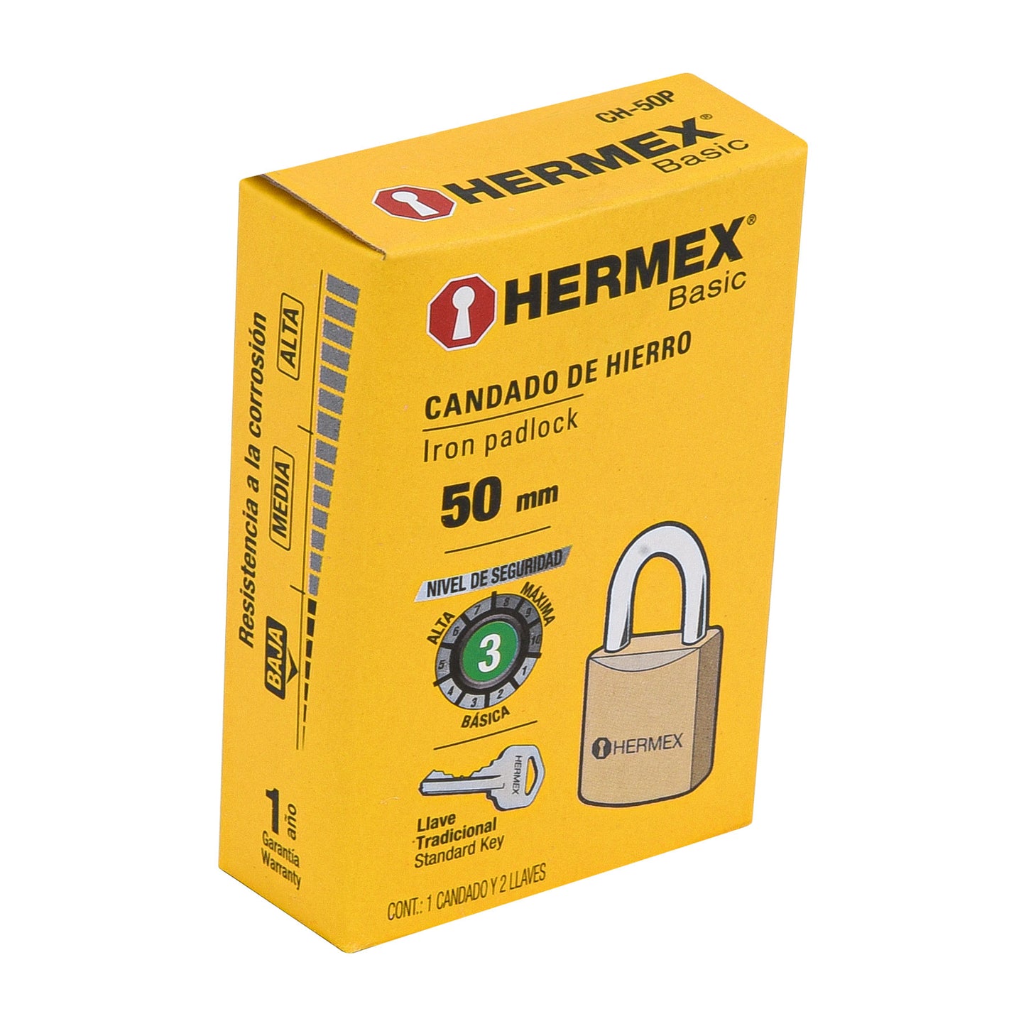CH-50P Candado de hierro, 50 mm, Hermex basic