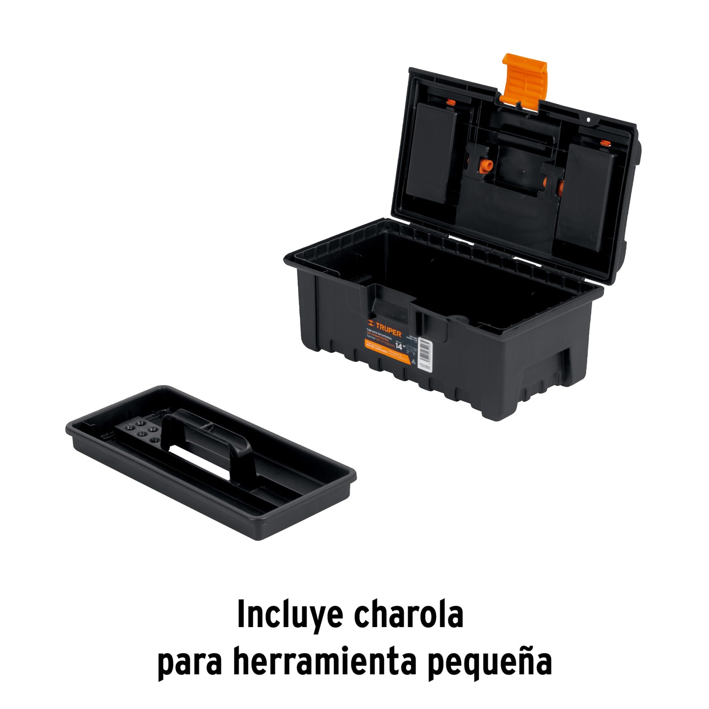 CHA-14NC Caja plástica 14" con compartimentos, naranja