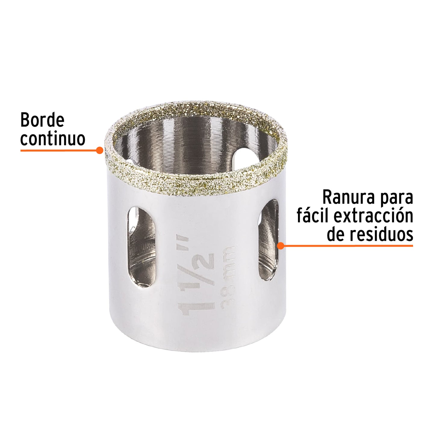 COAZ-1-1/2 Sierra copa borde continuo diamantado 1-1/2"
