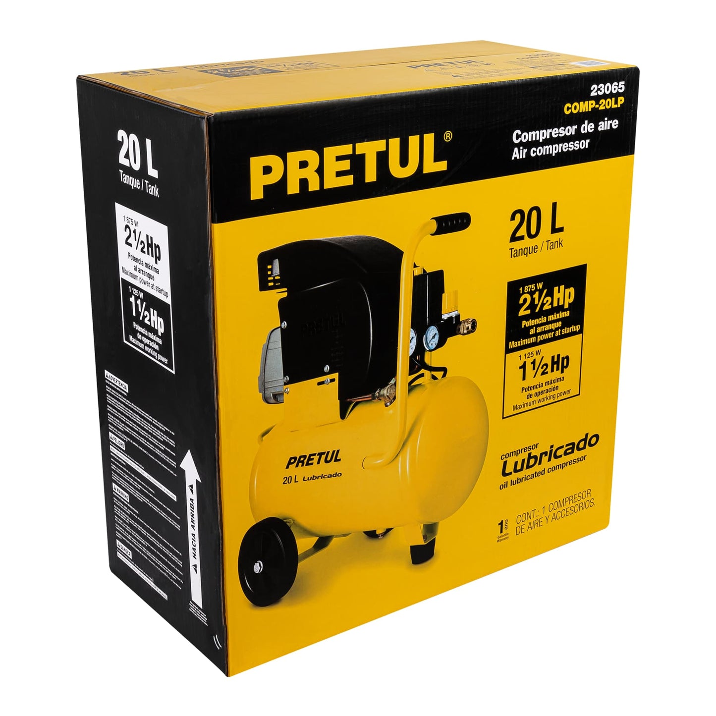 COMP-20LP Compresor aire 20L 2-1/2 Hp (potencia máxima ) 120V, Pretul