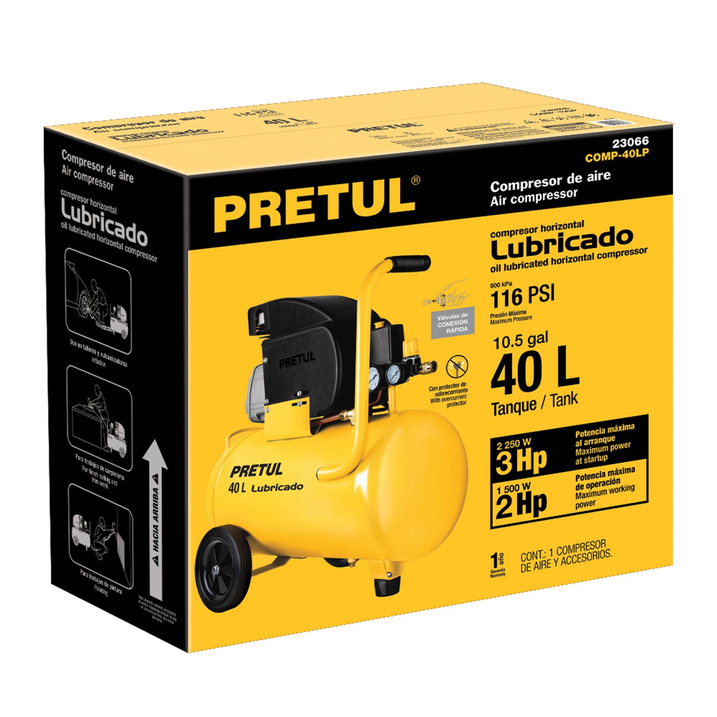 COMP-40LP Compresor 40L 3 HP (potencia máxima ) 127 V Pretul