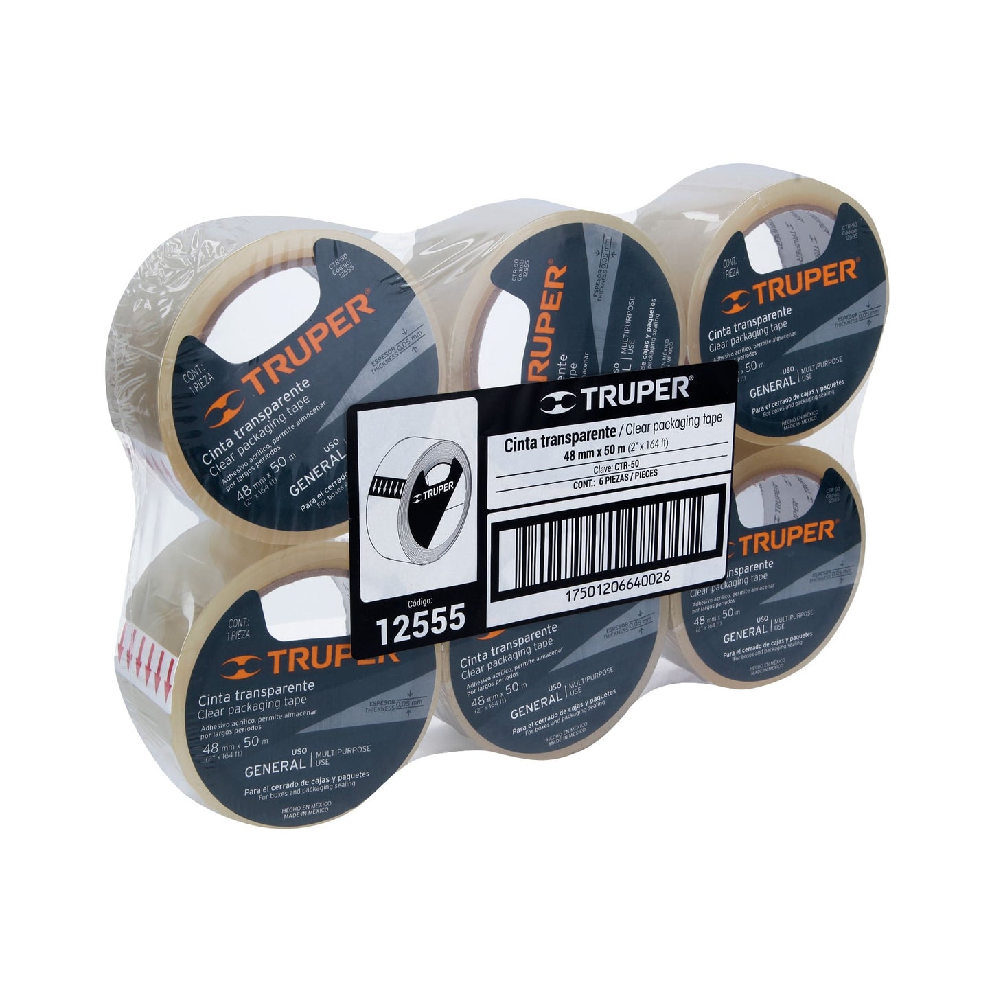 CTR-50 Cinta de embalaje transparente, 50m