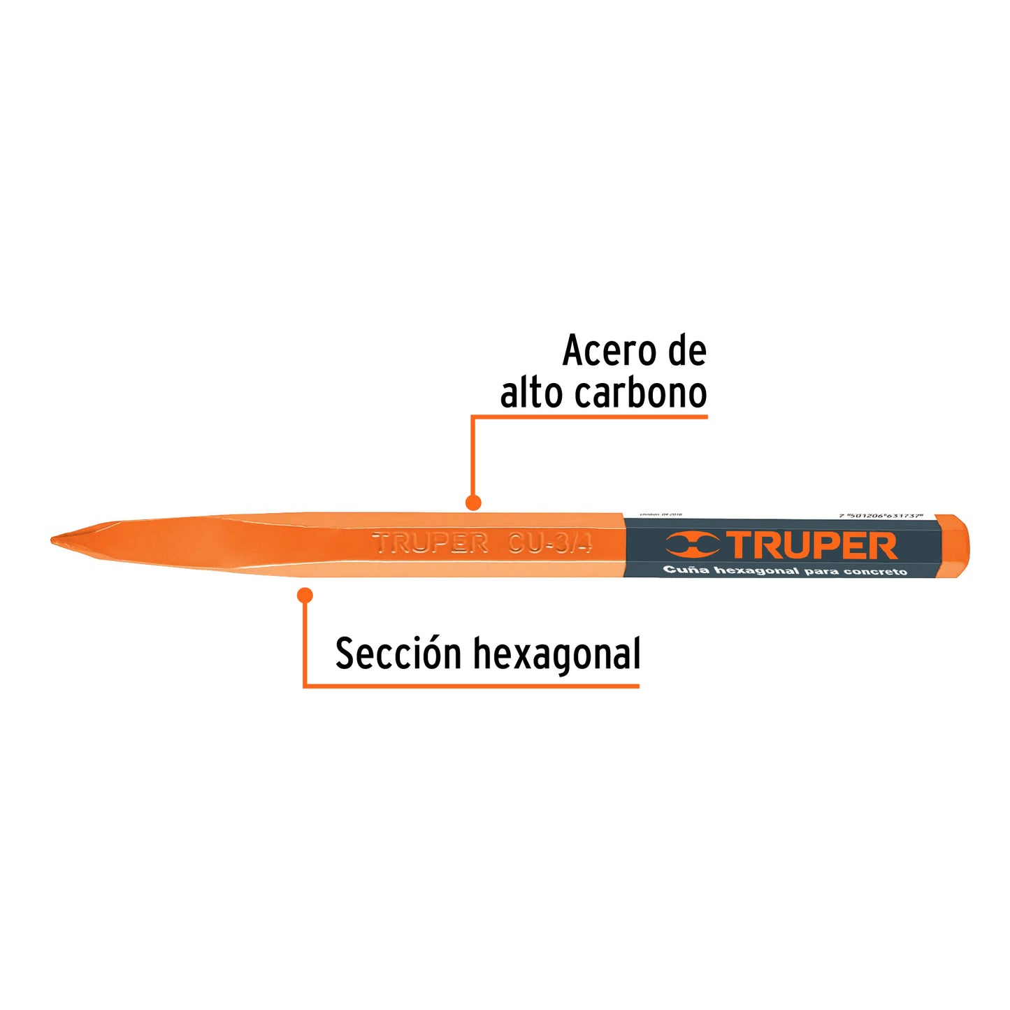 CU-3/4 Cincel de punta para concreto, 3/4'