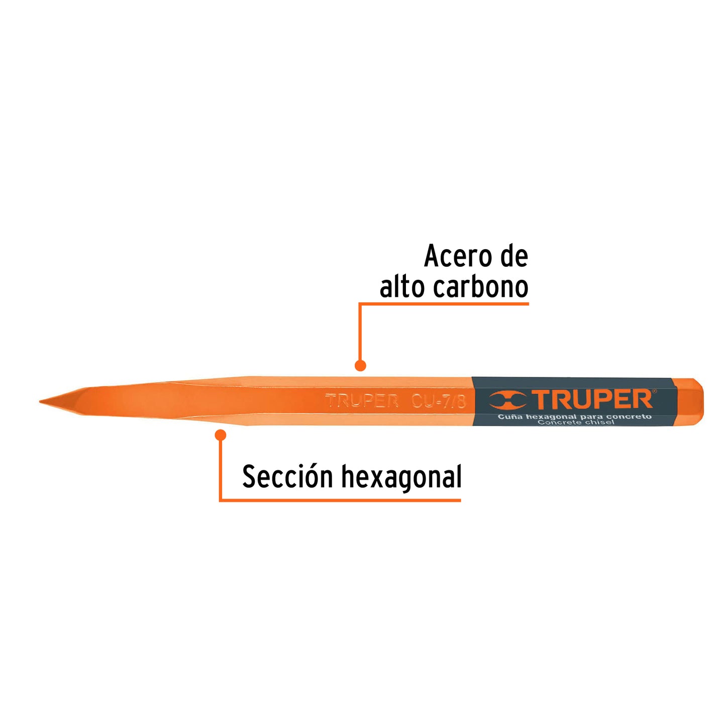 CU-7/8 Cincel de punta para concreto, 7/8'