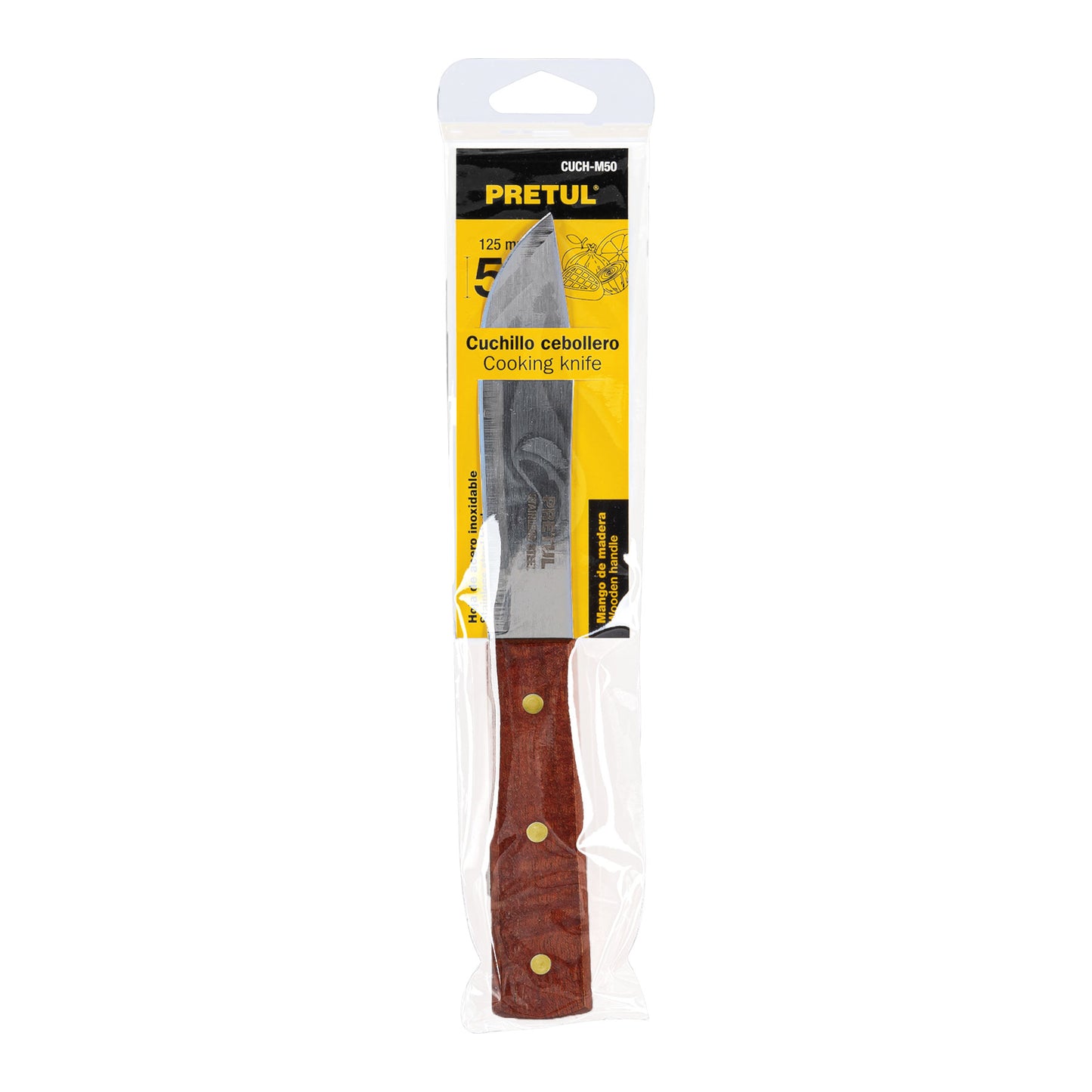 CUCH-M50 Cuchillo cebollero, mango madera, 5"