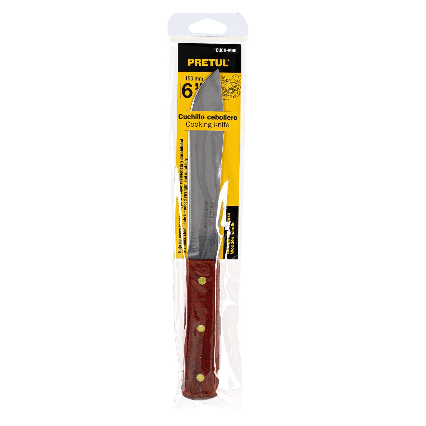 CUCH-M60 Cuchillo cebollero, mango madera, 6