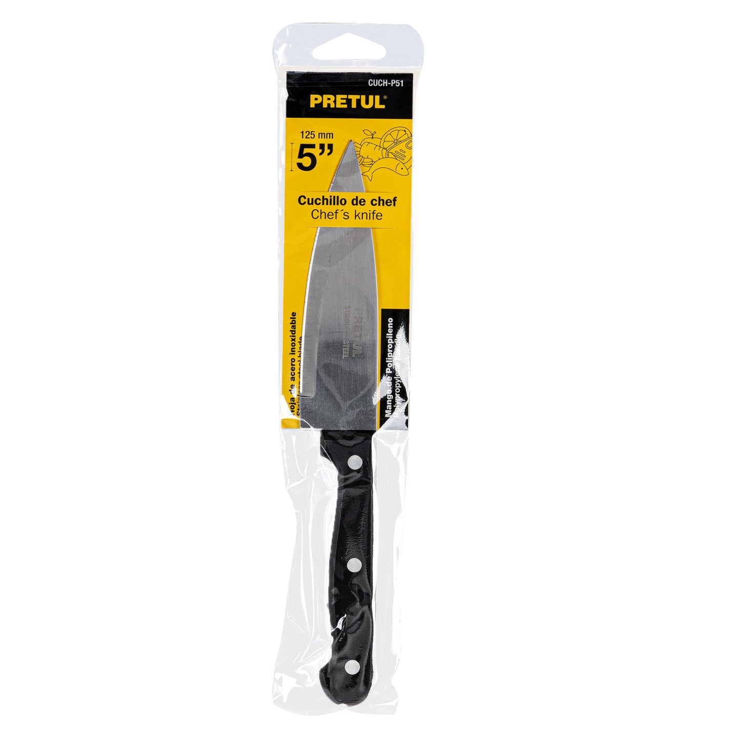 CUCH-P51 Cuchillo de chef, mango plástico, 5"