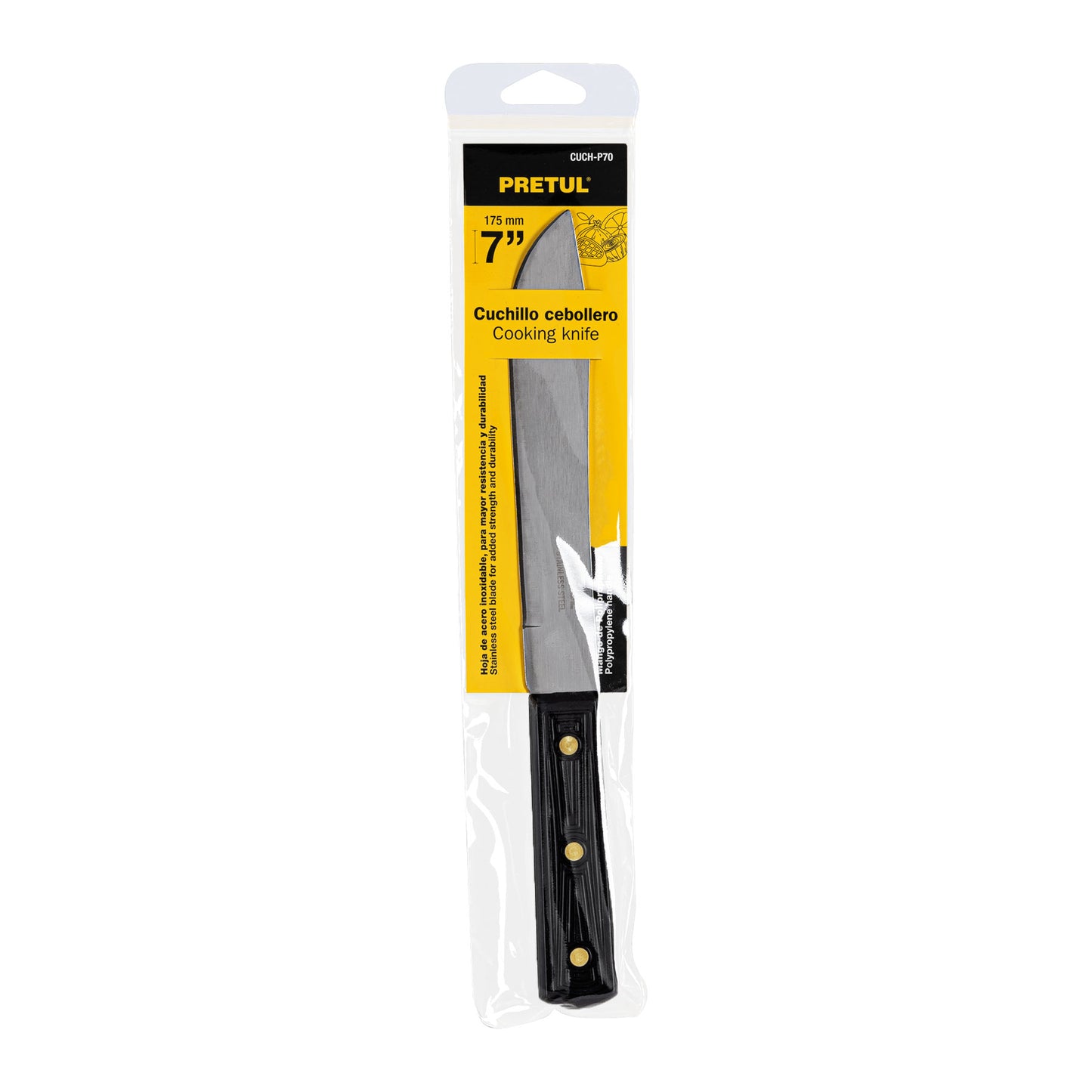 CUCH-P70 Cuchillo cebollero, mango plástico, 7"