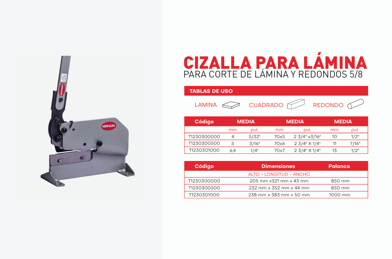 T1230300000 Cizalla de banco paresa lamina 3000 Herragro
