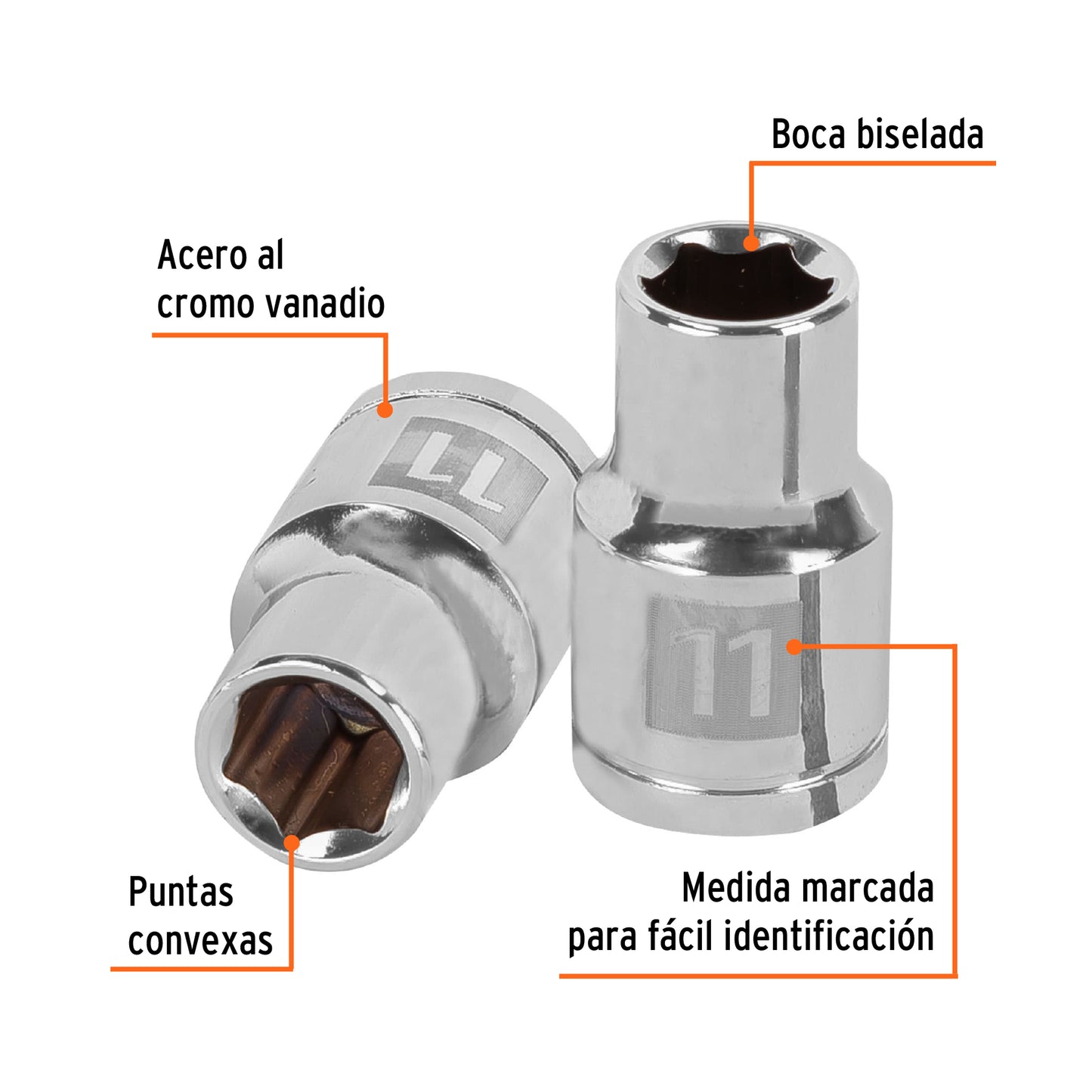 D-1211-M Copa de 6 puntas, mando 1/2" de 11mm