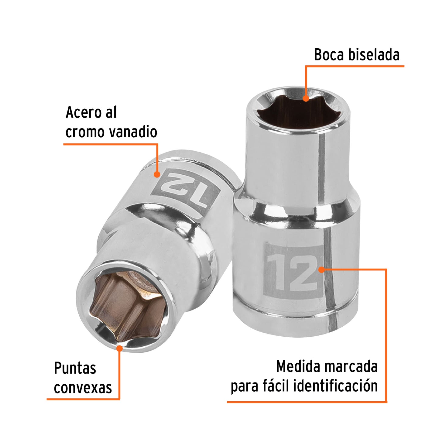D-1212-M Copa de 6 puntas, mando 1/2" de 12mm