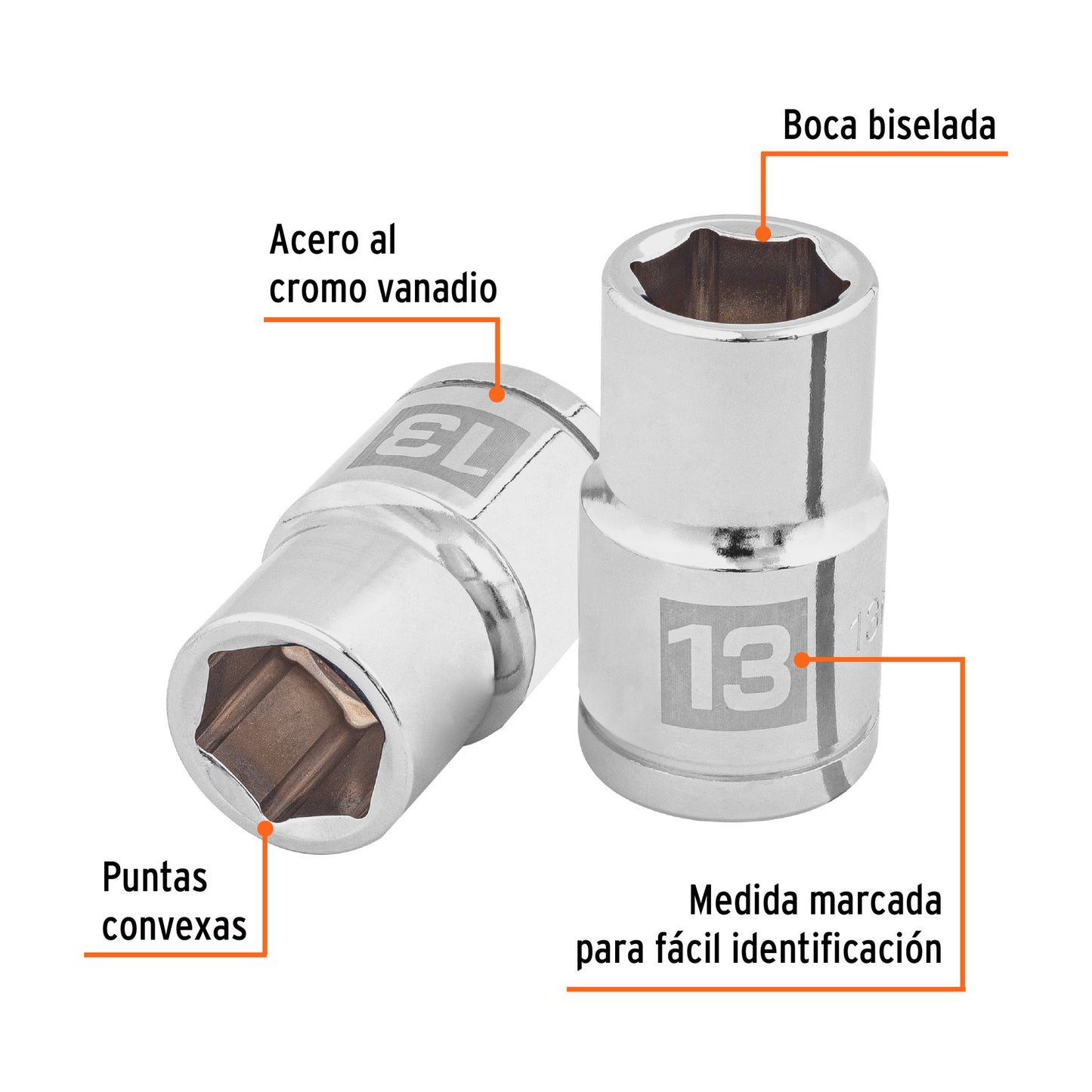 D-1213-M Copa de 6 puntas, mando 1/2" de 13mm