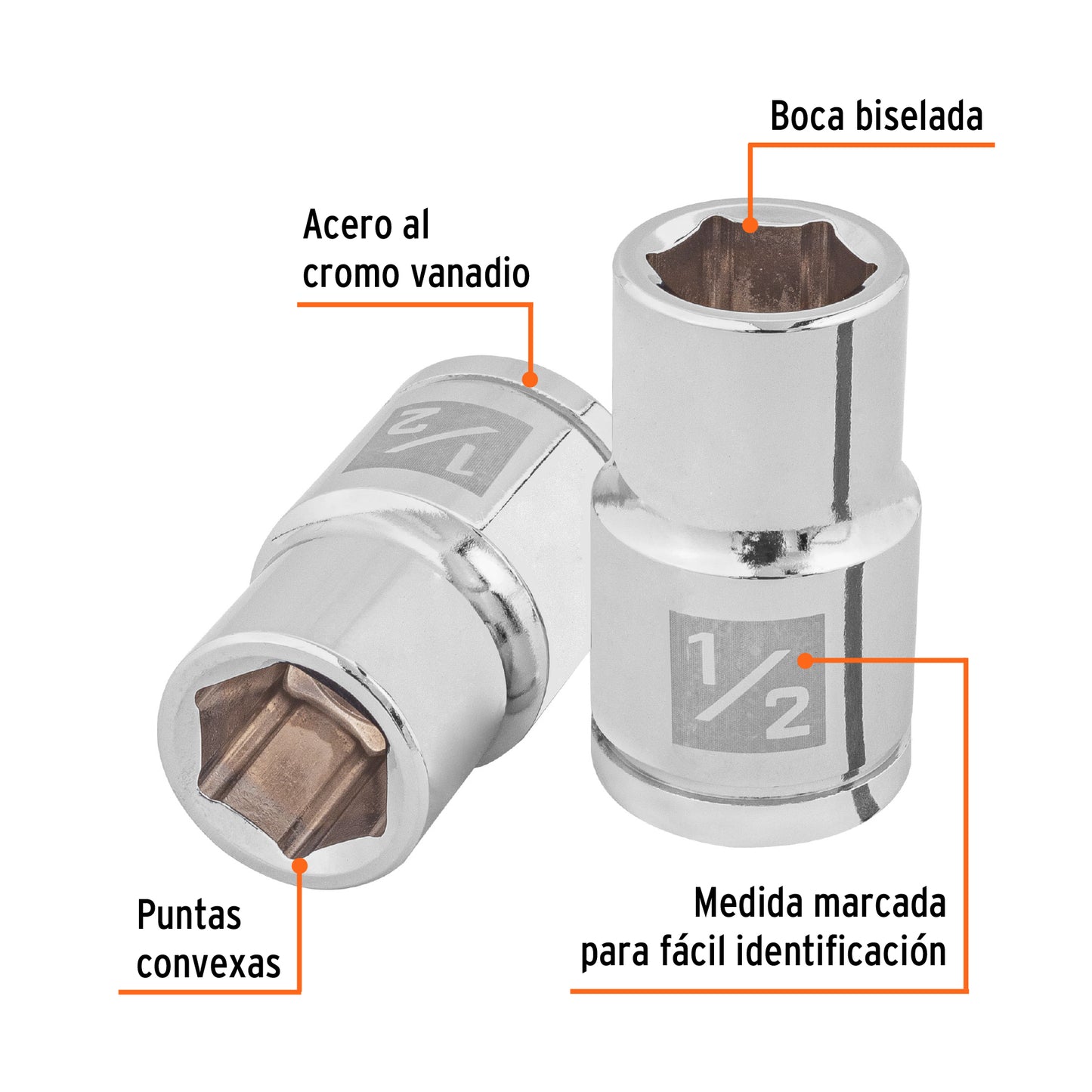 D-1216-H Copa de 6 puntas, mando 1/2" de 1/2"