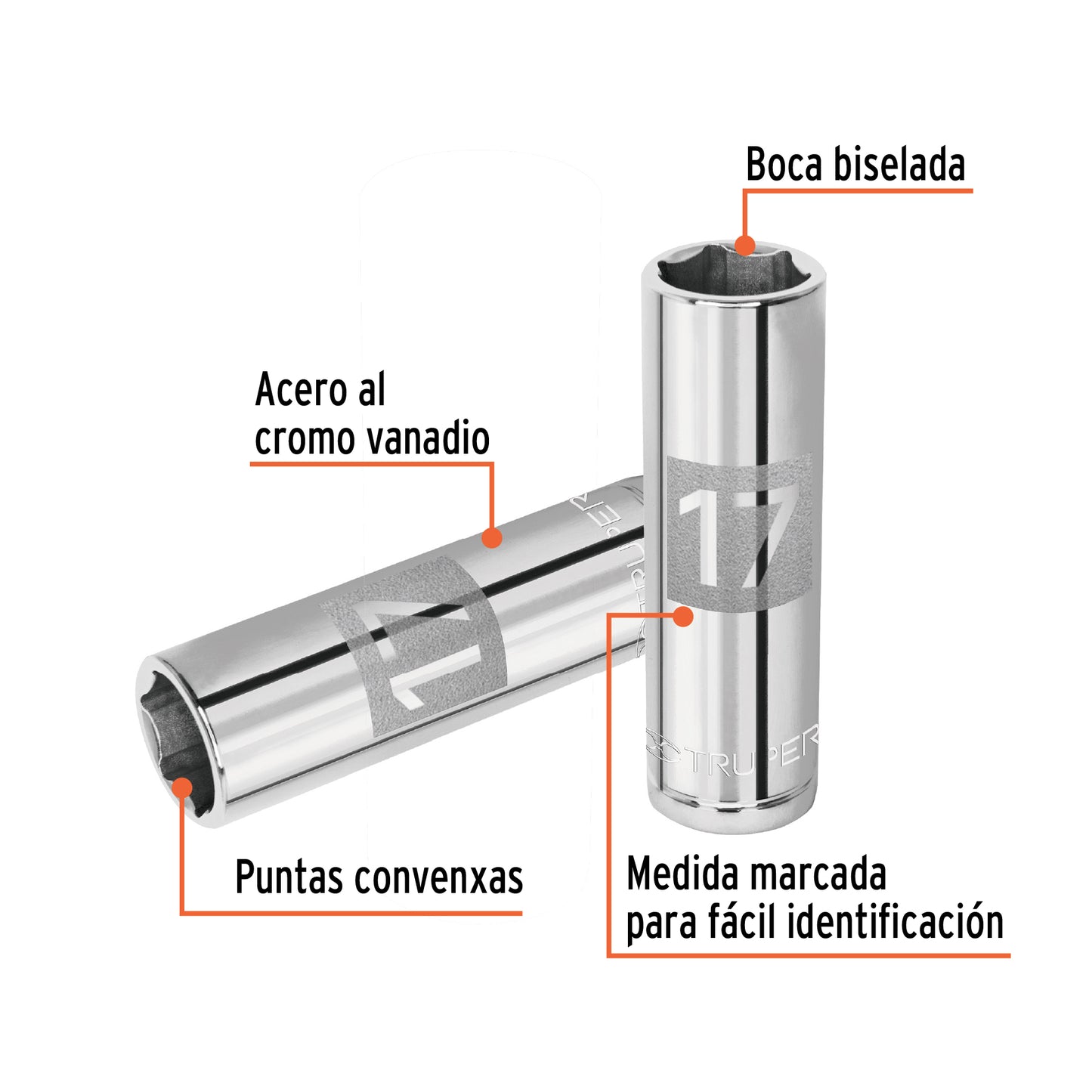 D-1217-ML Copa de 6 puntas, mando 1/2" de 17mm