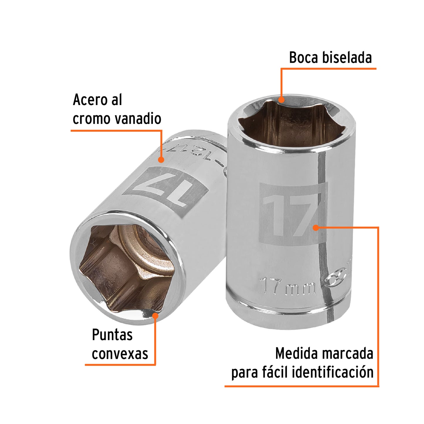 D-1217-M Copa de 6 puntas, mando 1/2" de 17mm