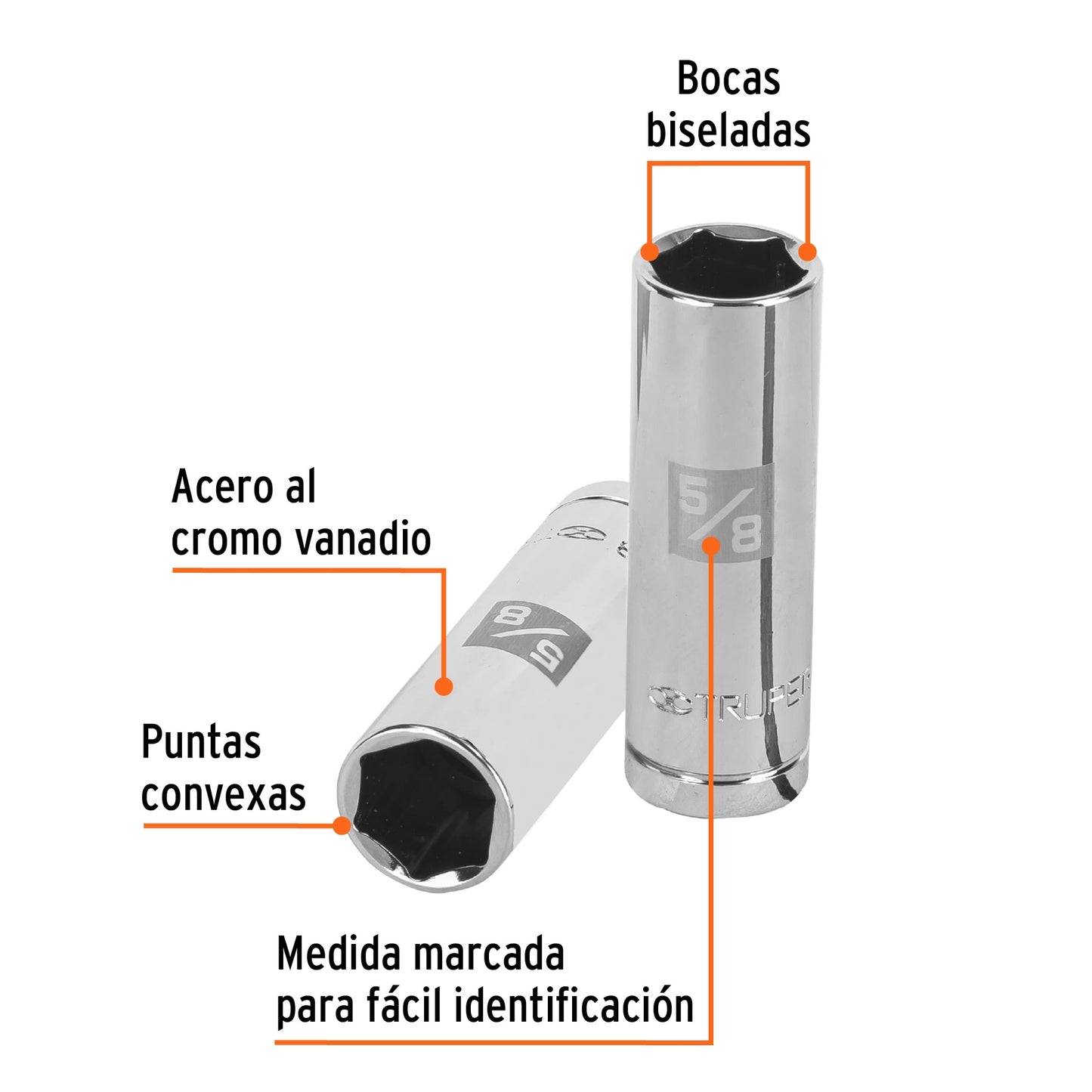 D-1220-50L Copa de 6 puntas largo para bujía mando 1/2" standard 5/8"