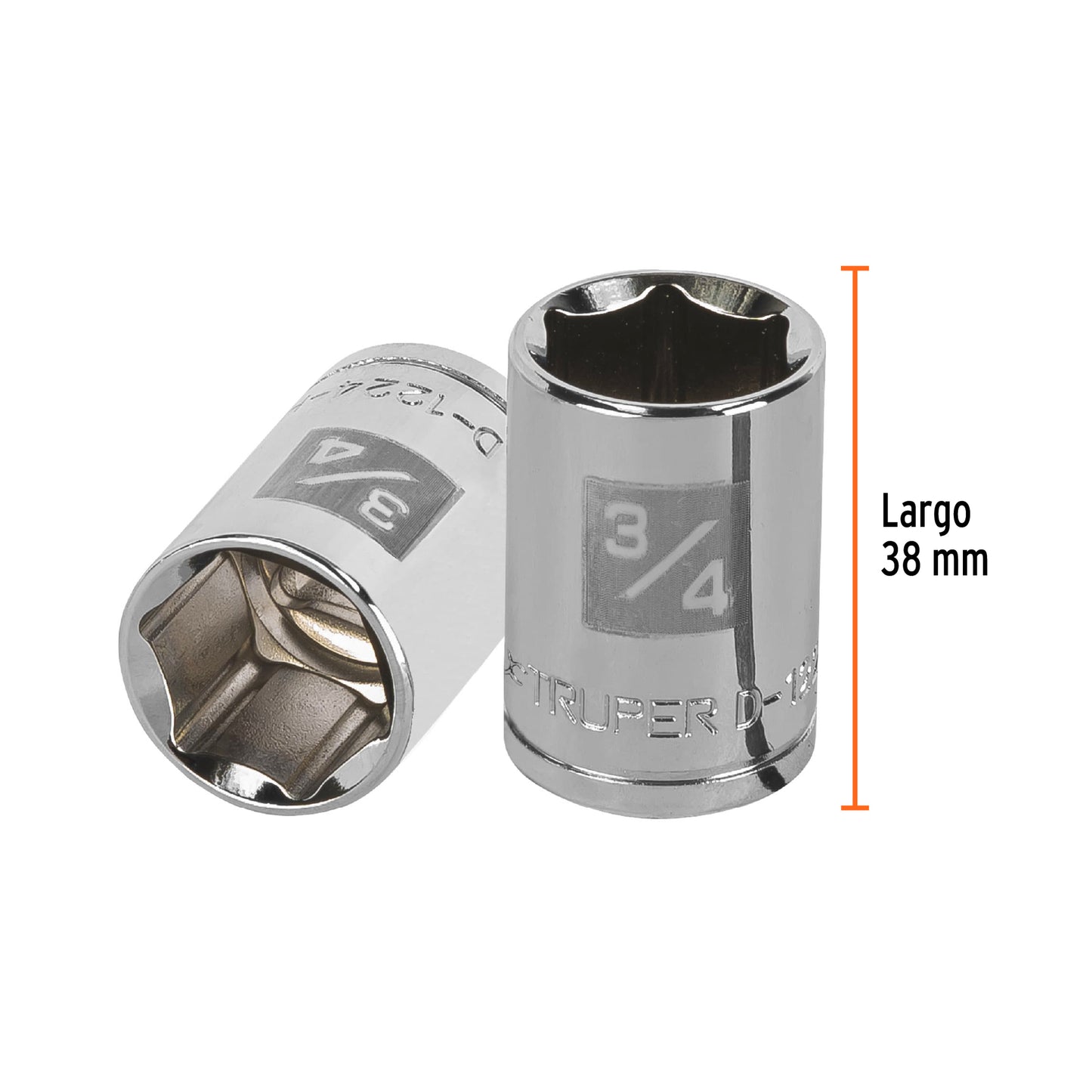 D-1224-H Copa de 6 puntas, mando 1/2" de 3/4"