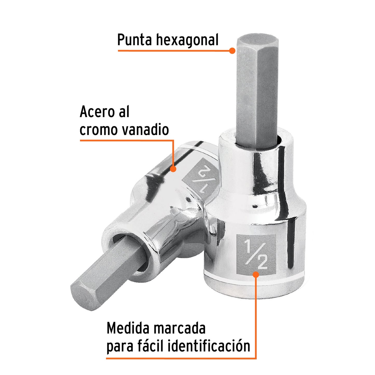 D-1241-1/2 Copas de punta bristol, mando 1/2" de 1/2"