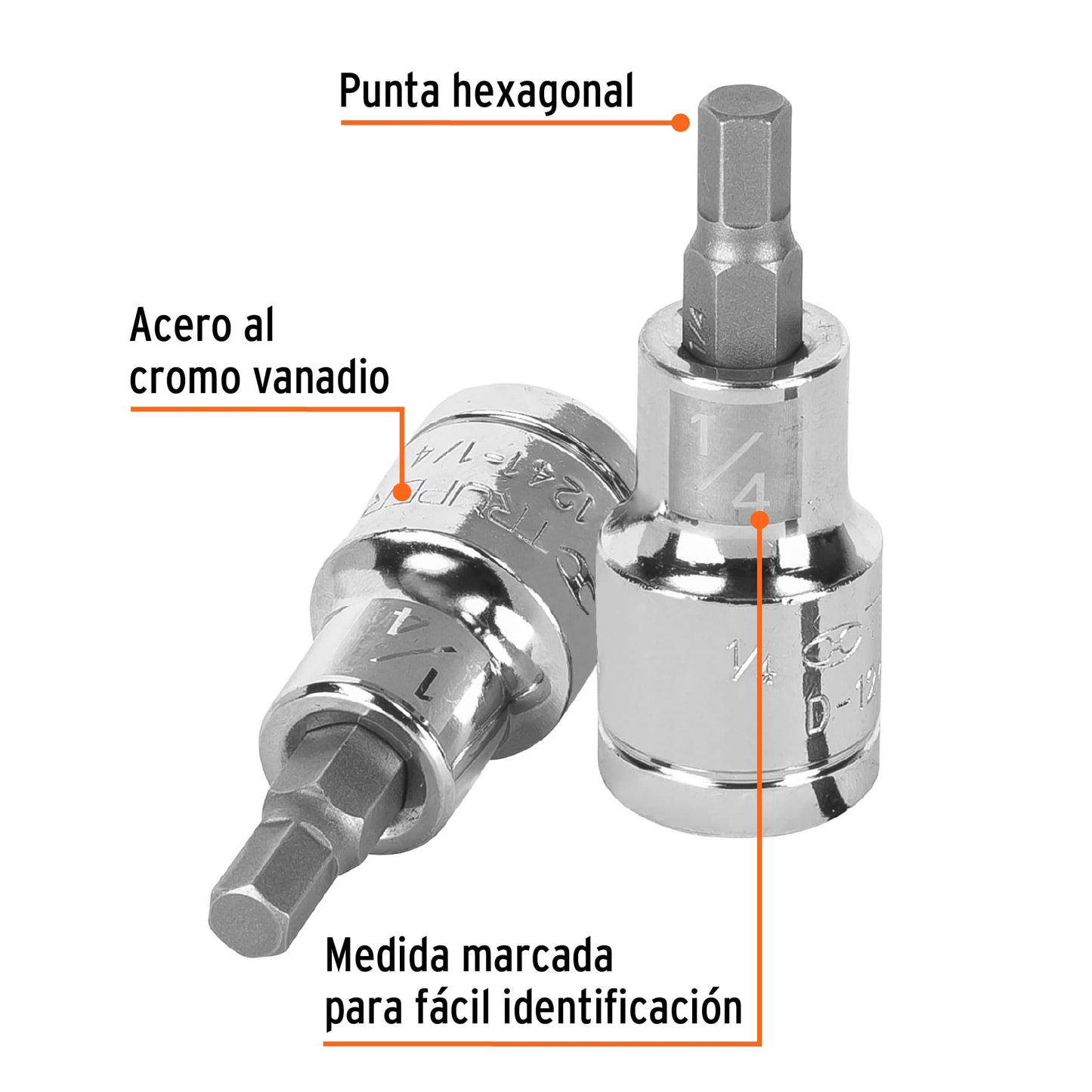D-1241-1/4 Copas de punta bristol, mando 1/2" de 1/4"