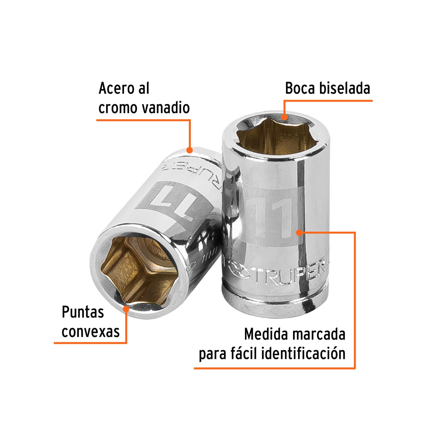 D-3811-HM Copa de 6 puntas, mando 3/8", de 11mm