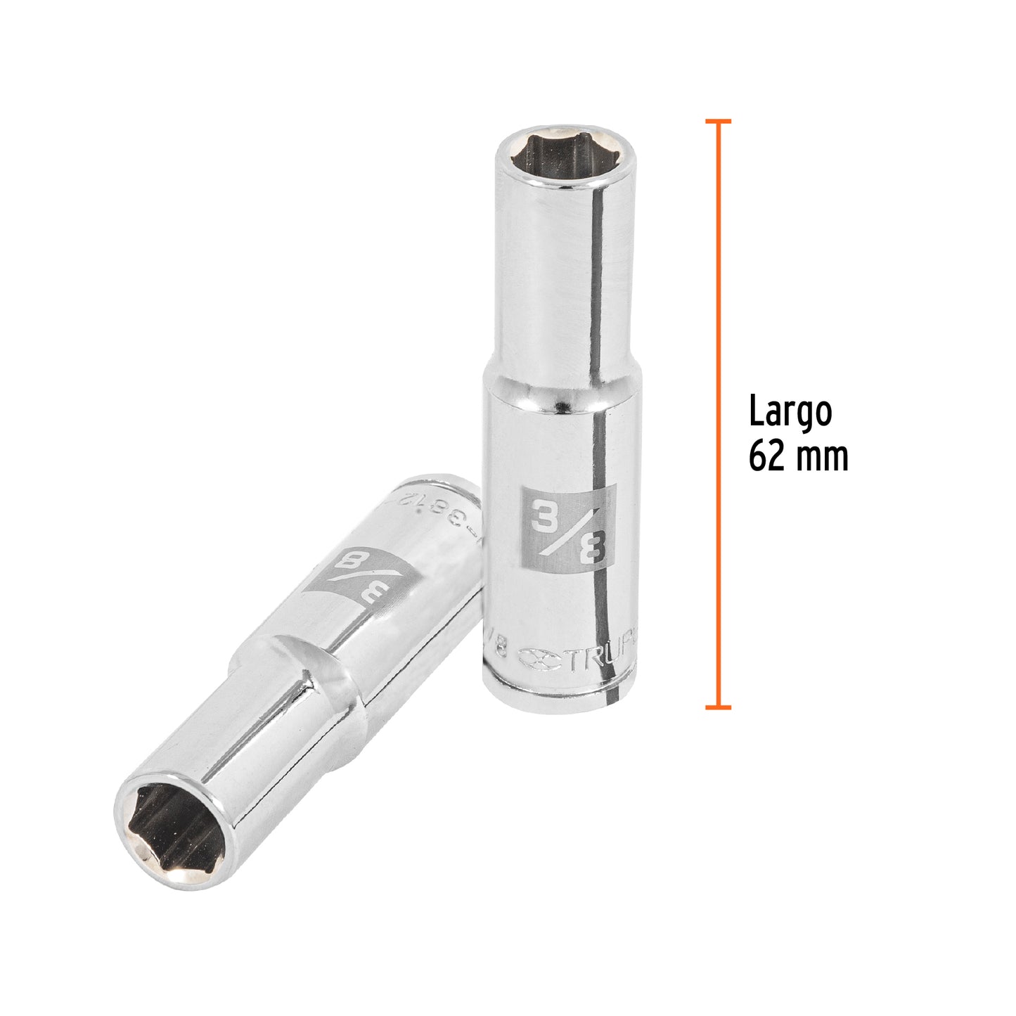 D-3812-HL Copa de 6 puntas, largo, mando 3/8" de 3/8"