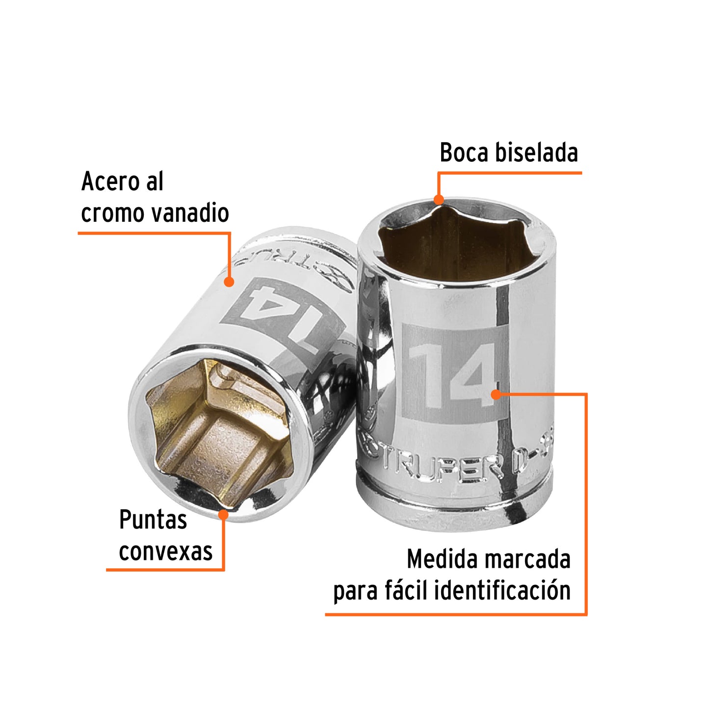 D-3814-HM Copa de 6 puntas, mando 3/8", de 14mm