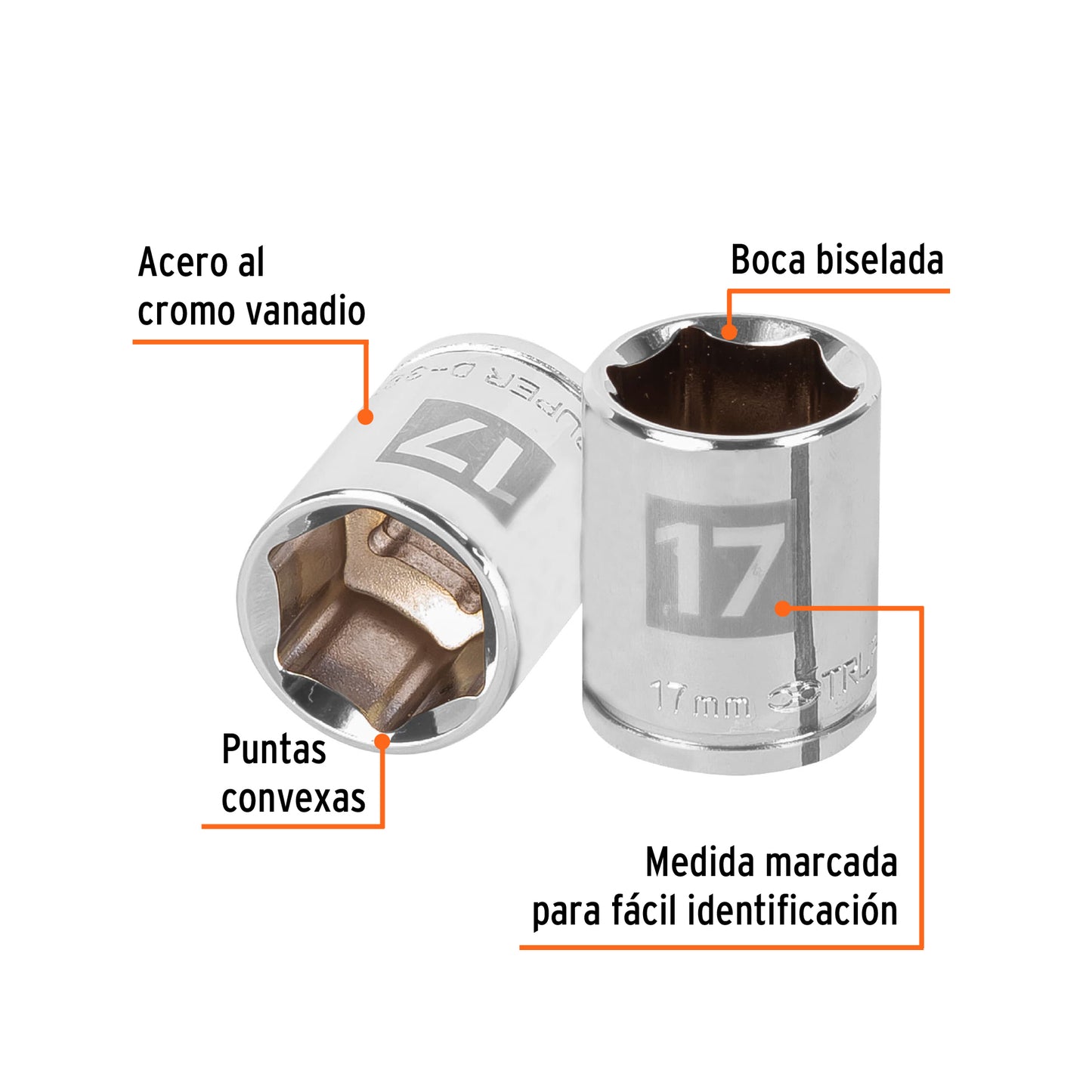 D-3817-HM Copa de 6 puntas, mando 3/8", de 17mm