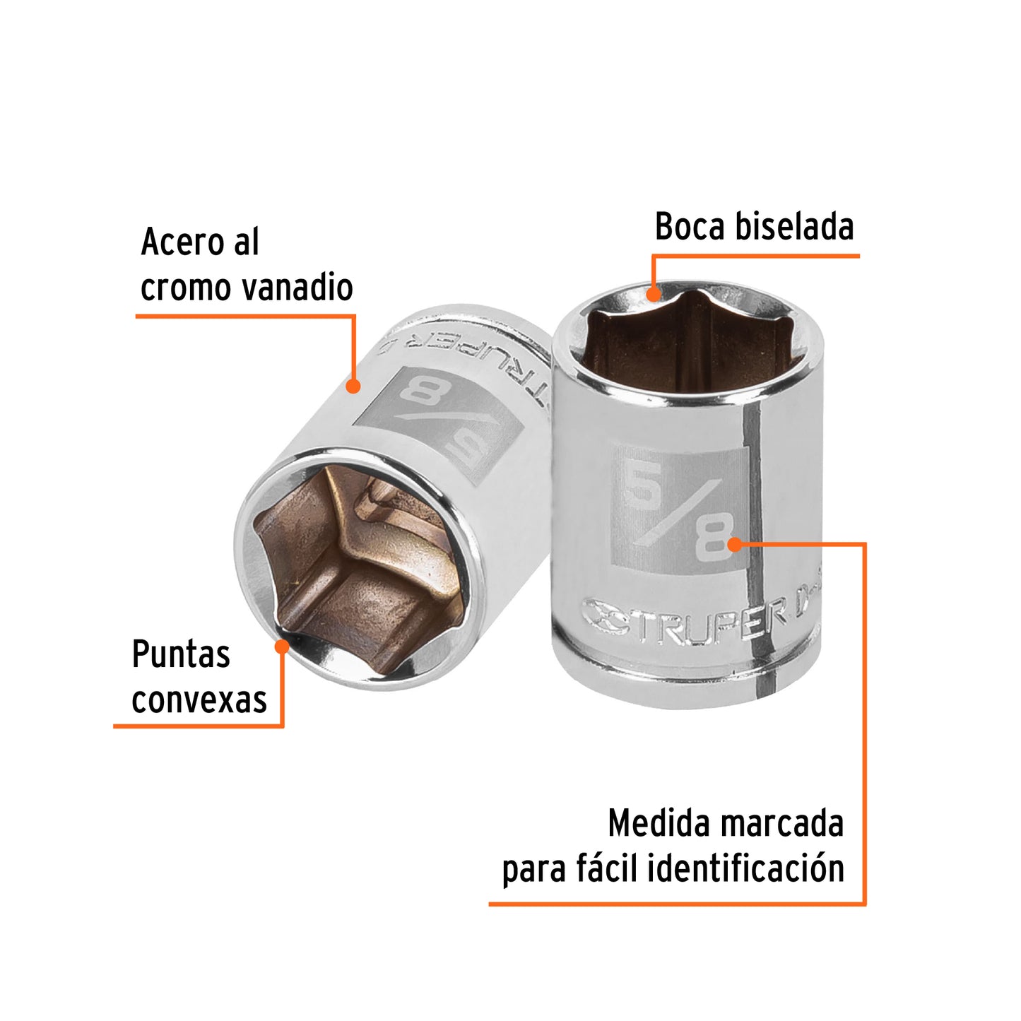 D-3820-H Copa de 6 puntas, mando 3/8" de 5/8"