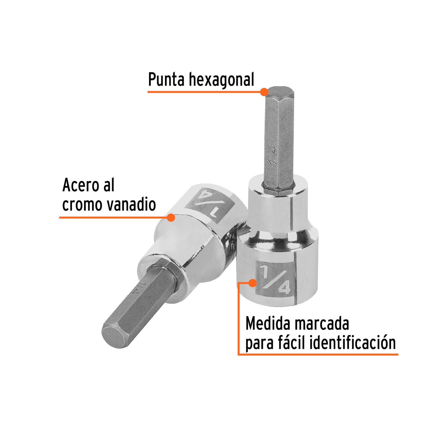 D-4990-1/4 Copas de punta bristol, mando 3/8" de 1/4"