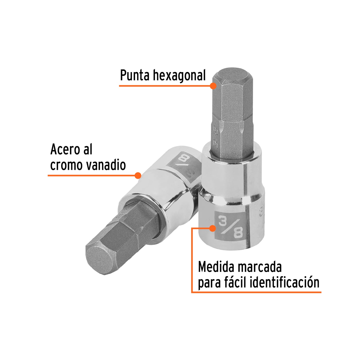 D-4990-3/8 Copas de punta bristol, mando 3/8" de 3/8"