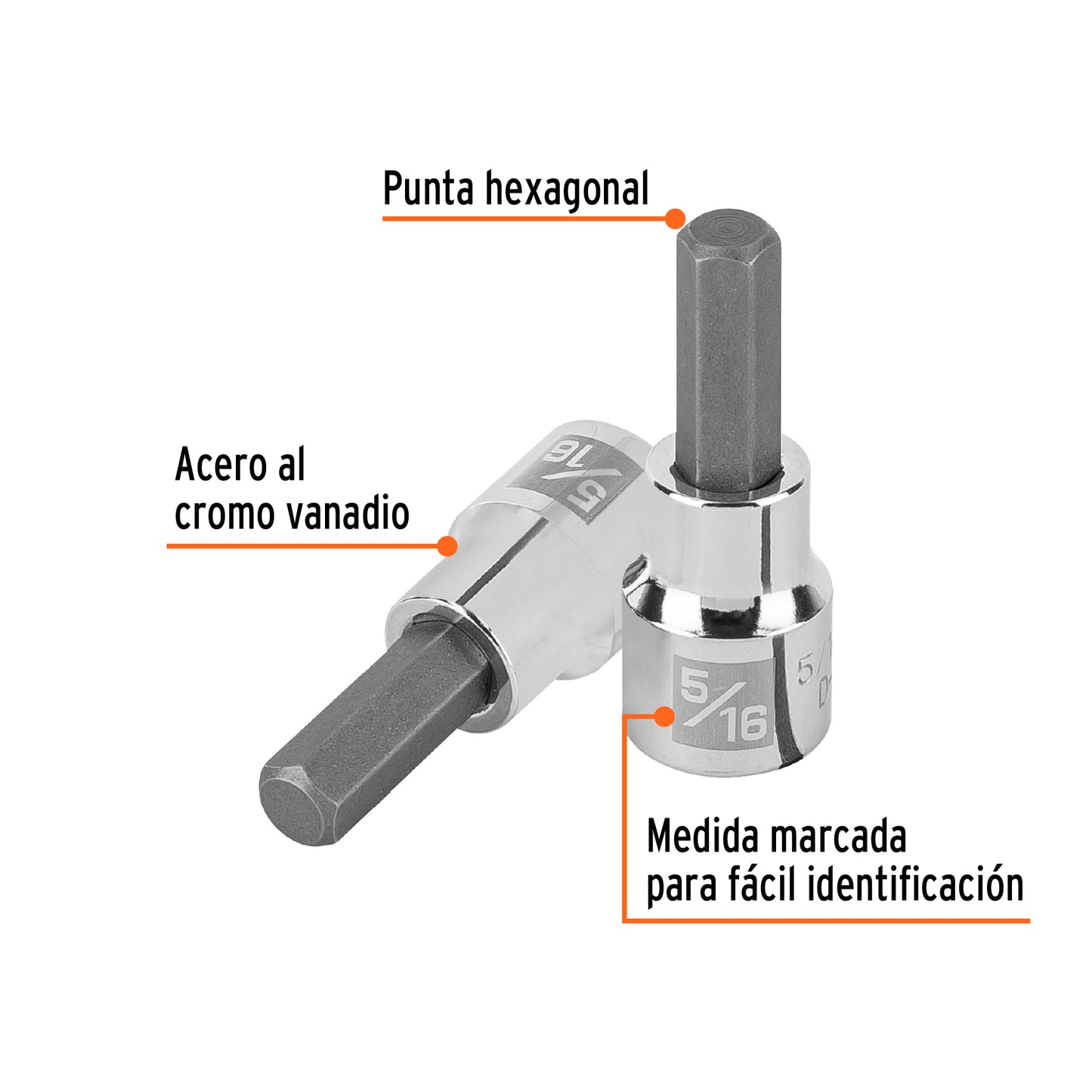 D-4990-5/16 Copas de punta bristol, mando 3/8" de 5/16"