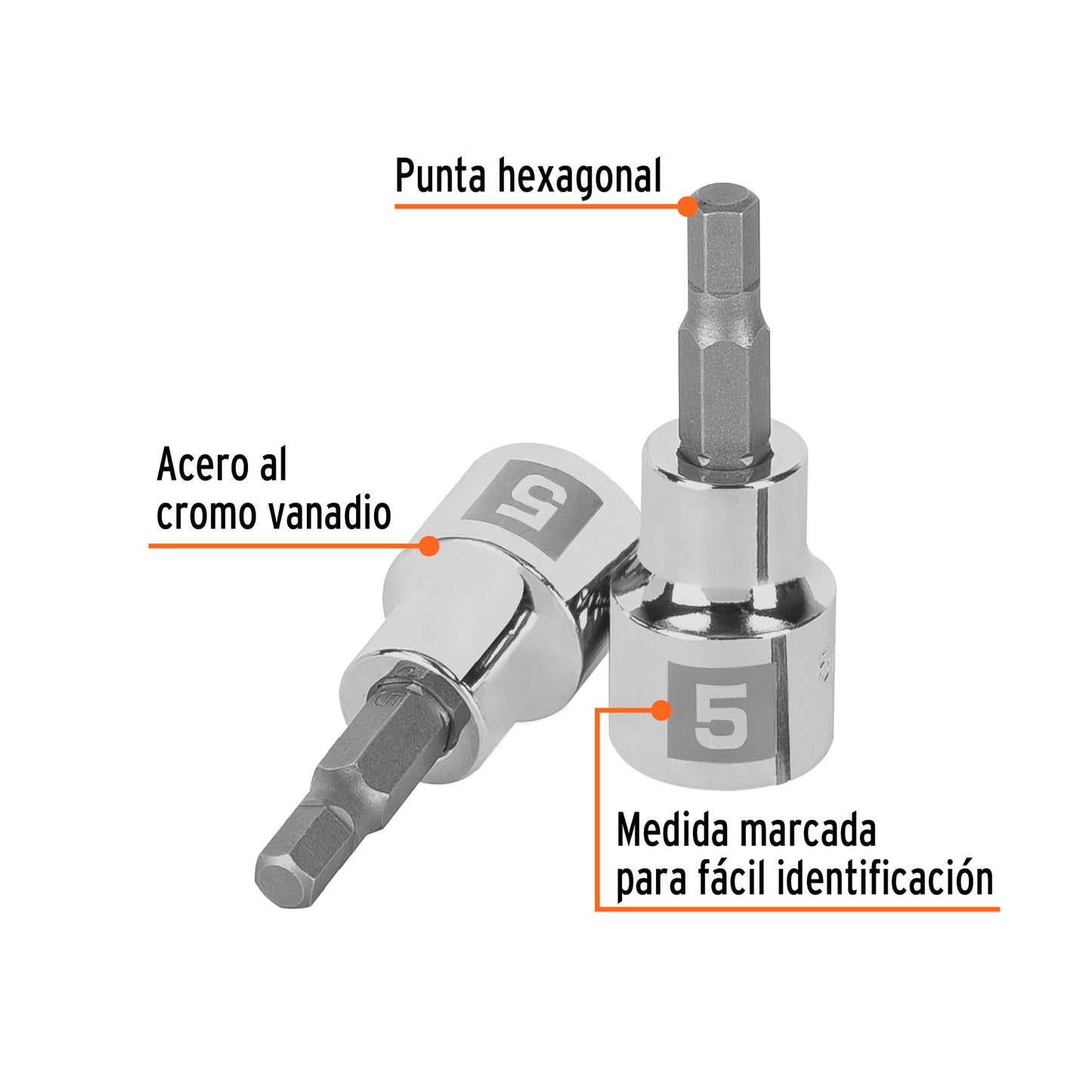 D-4990-5M Copas de punta bristol, mando 3/8" de 5mm