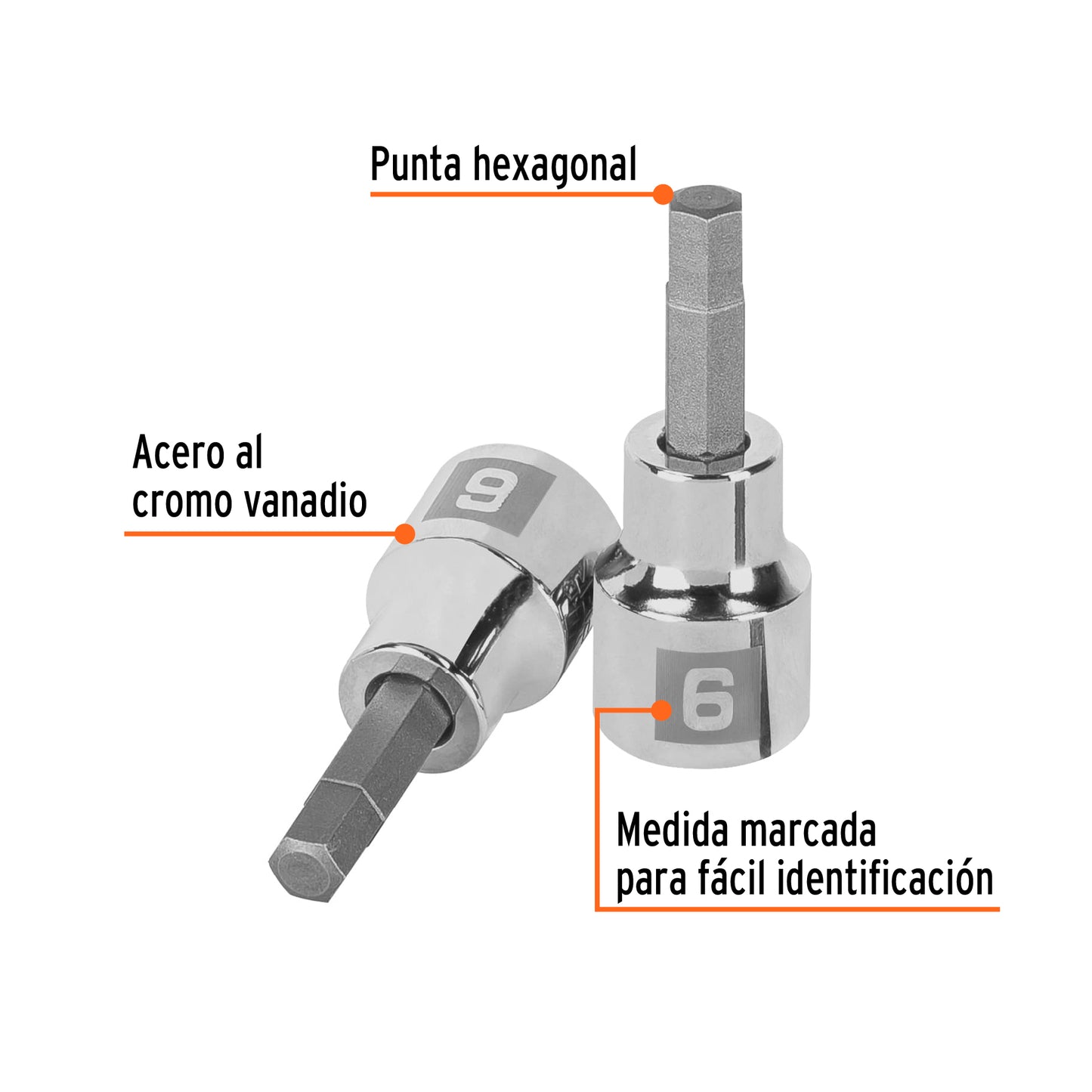 D-4990-6M Copas de punta bristol, mando 3/8" de 6mm