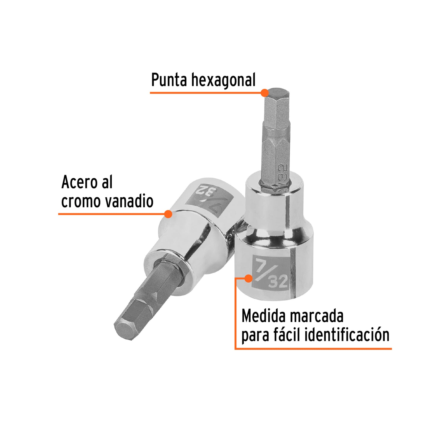 D-4990-7/32 Copas de punta bristol, mando 3/8" de 7/32"