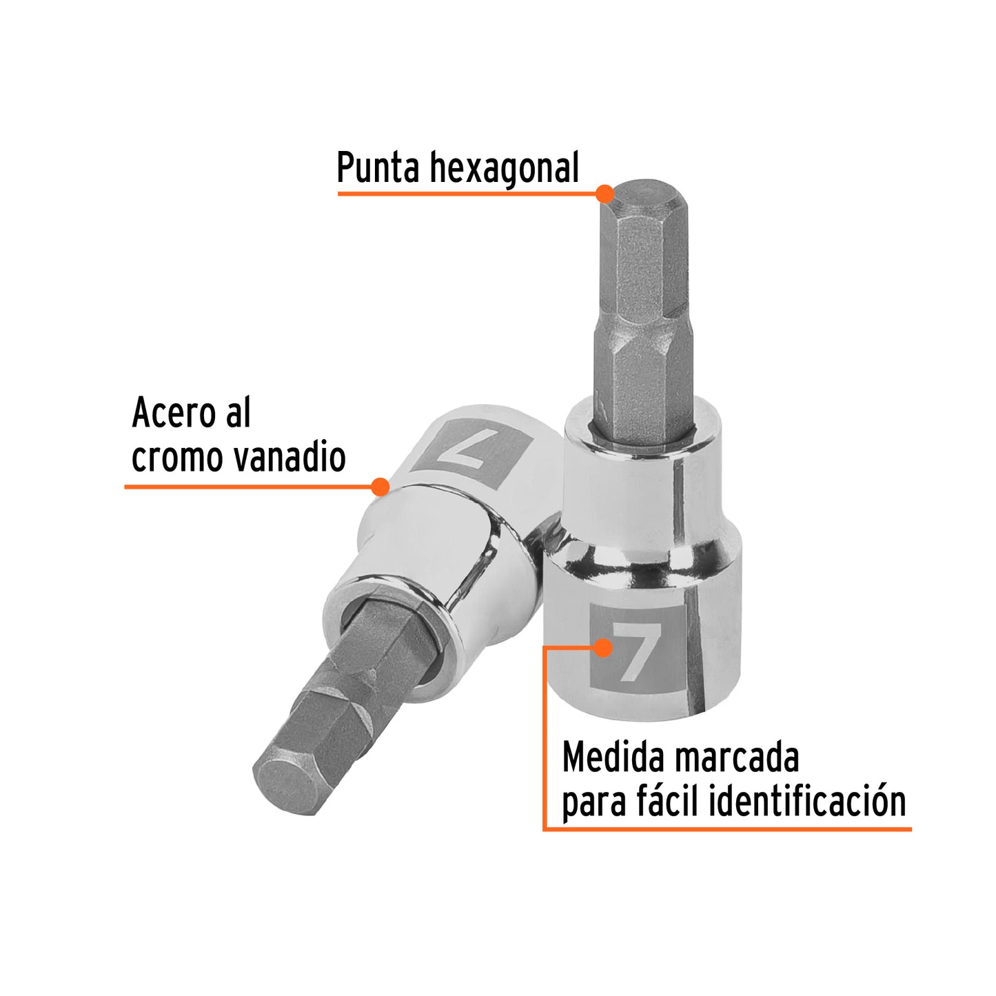 D-4990-7M Copas de punta bristol, mando 3/8" de 7mm