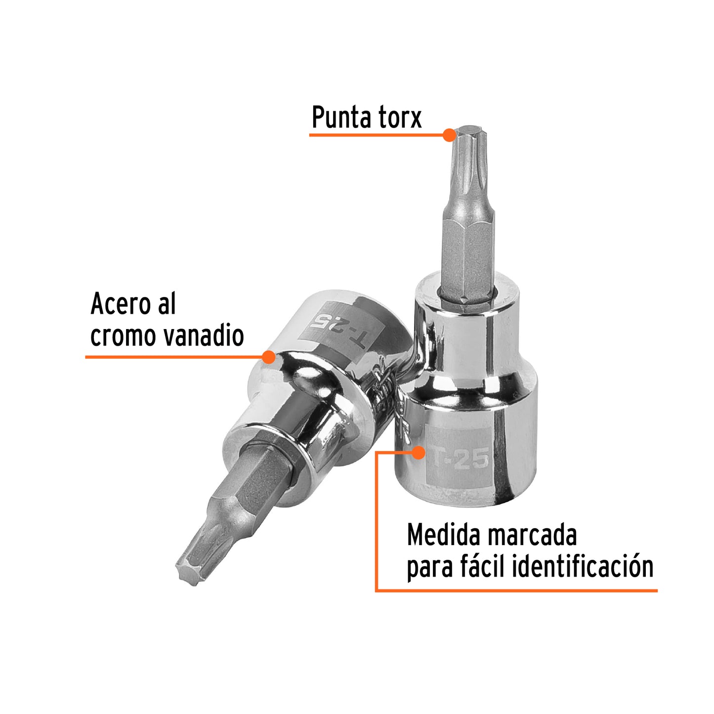 D-523925-W Copas punta torx, mando 3/8", T-25