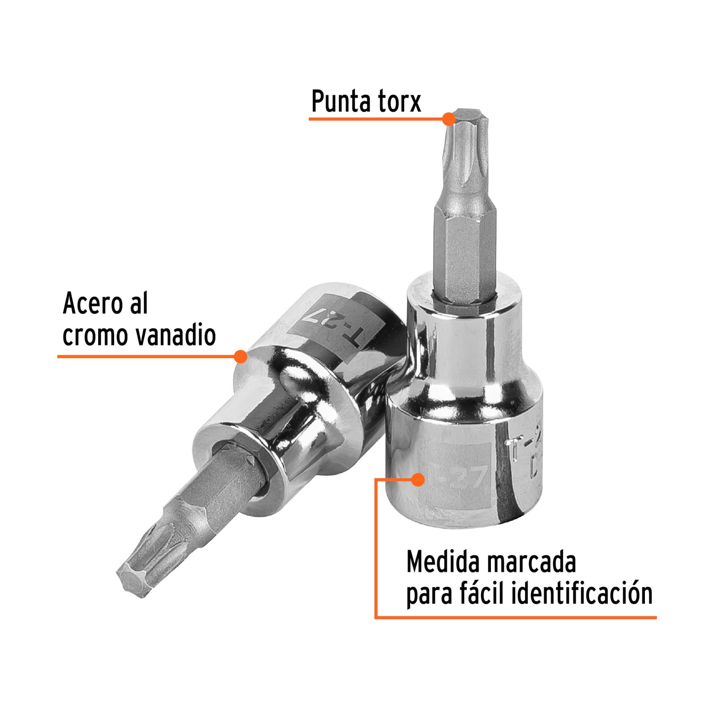 D-523927-W Copas punta torx, mando 3/8", T-27