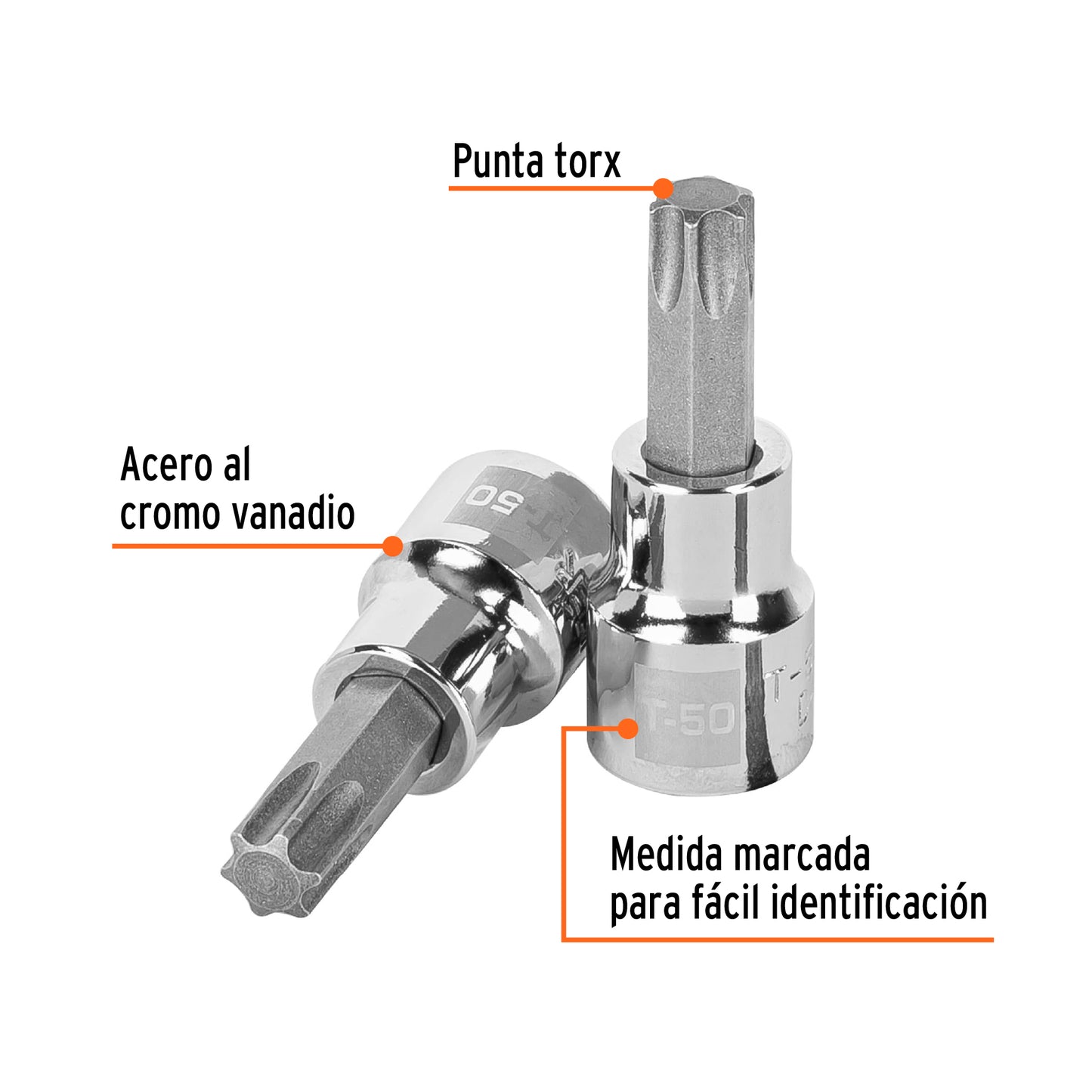 D-523950-W Copas punta torx, mando 3/8", T-50