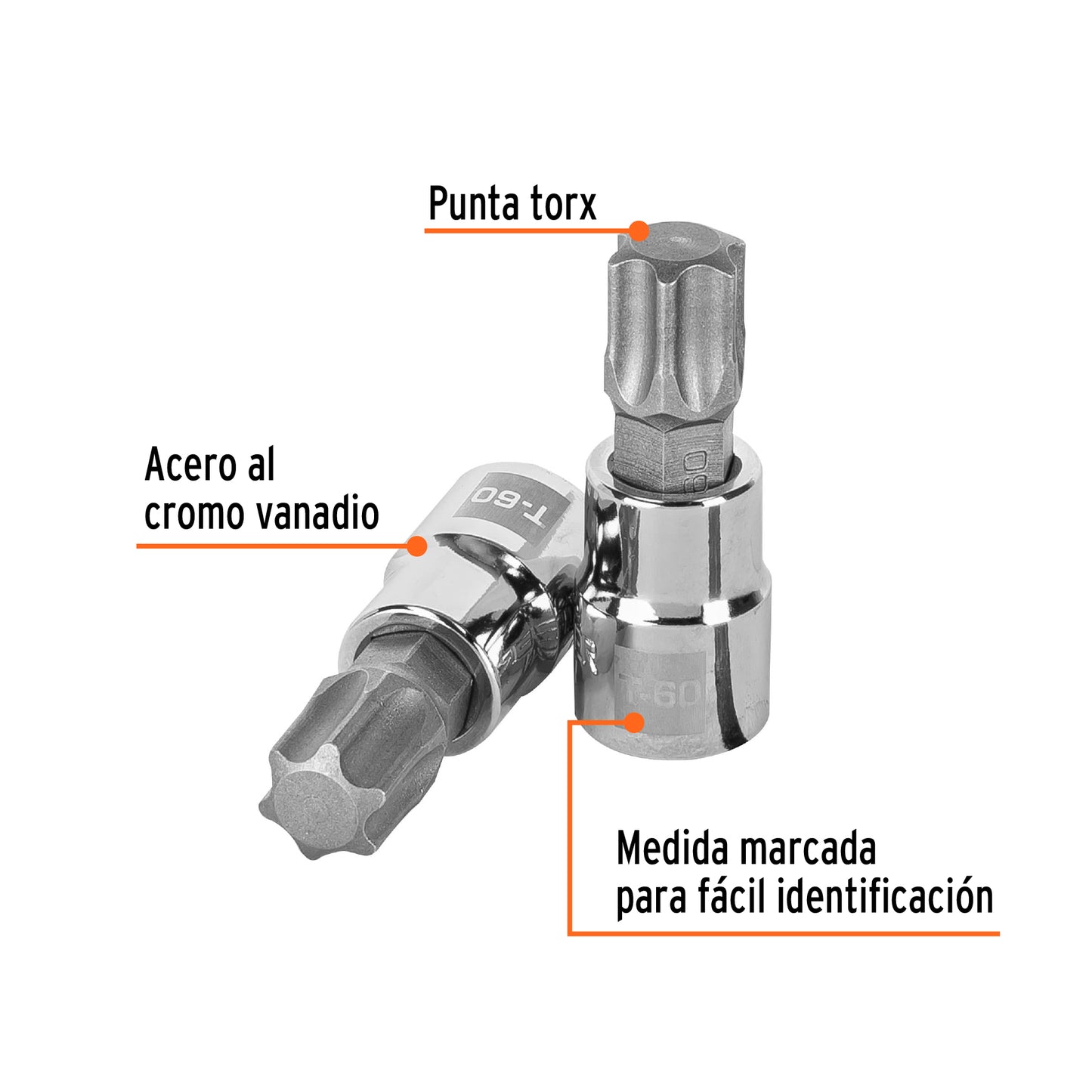 D-523960-W Copas punta torx, mando 3/8", T-60