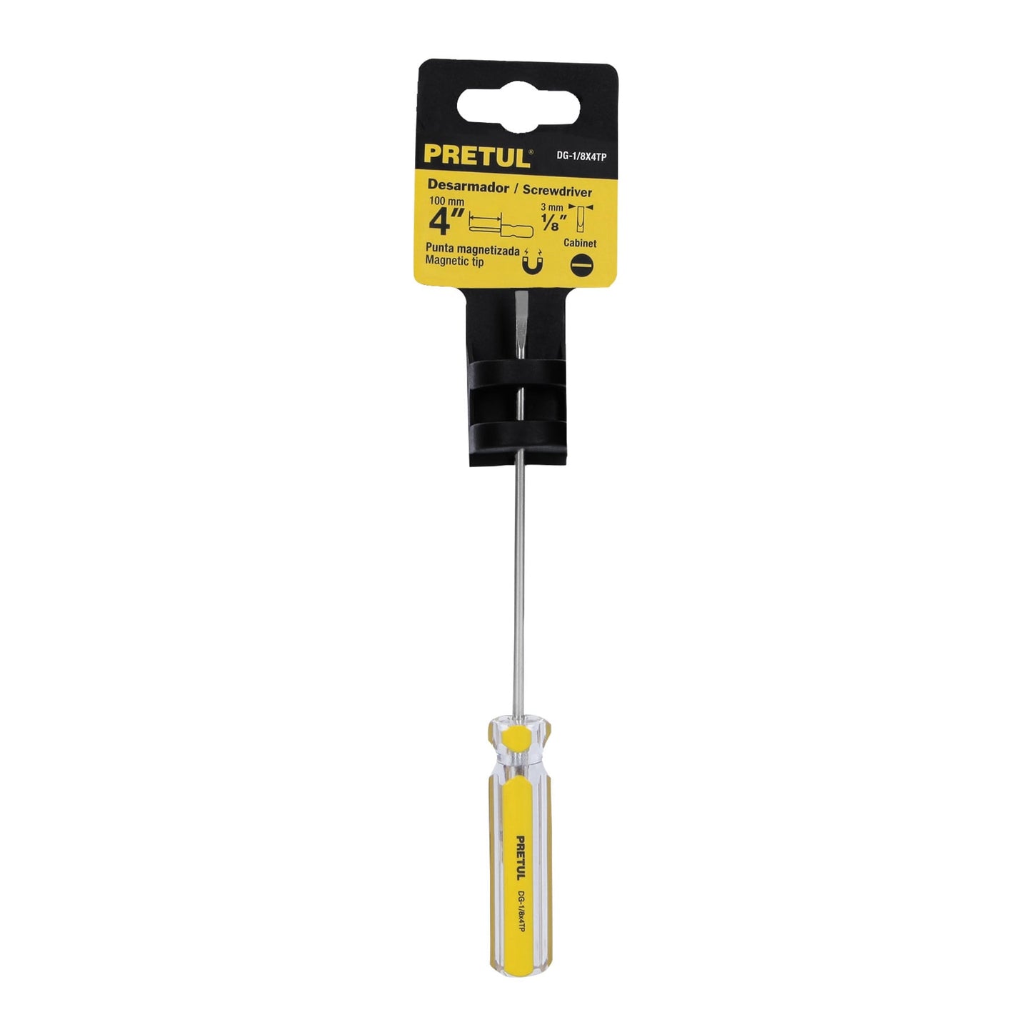 DG-1/8X4TP Destornillador punta gabinete 1/8" x 4", mango PVC, Pretul
