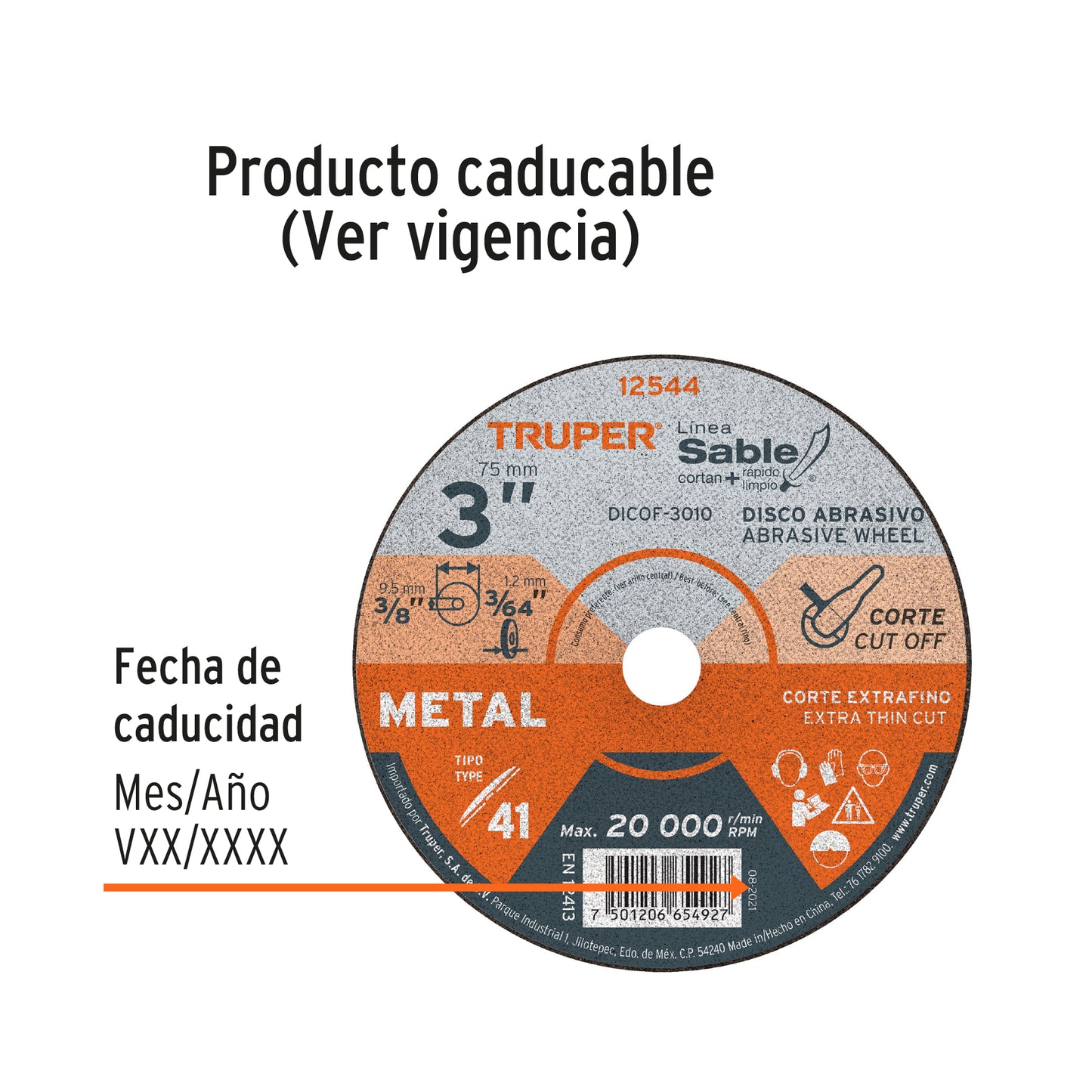 DICOF-3010 Disco para corte extrafino de metal, Tipo 41 , 3"