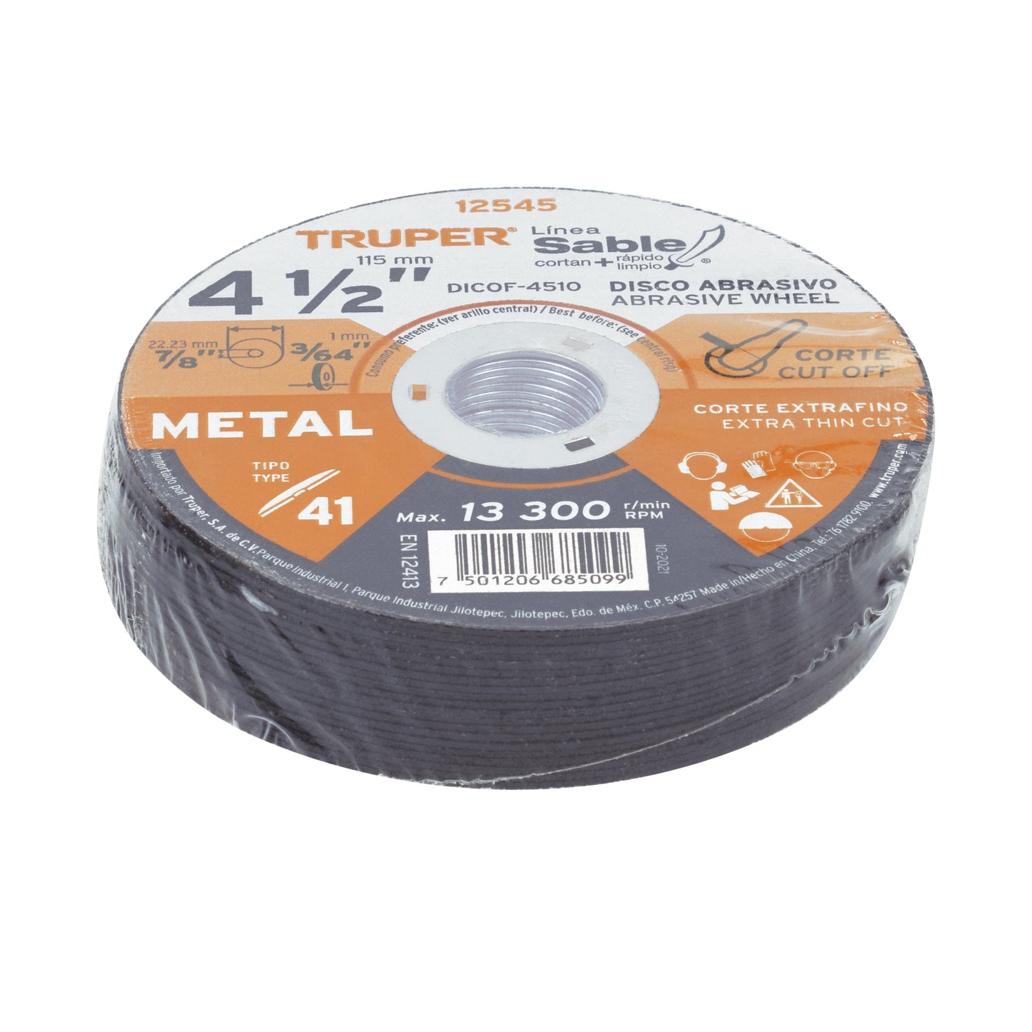 DICOF-4510 Disco Tipo 41, corte extrafino de metal, Línea Sable 4-1/2",1mm