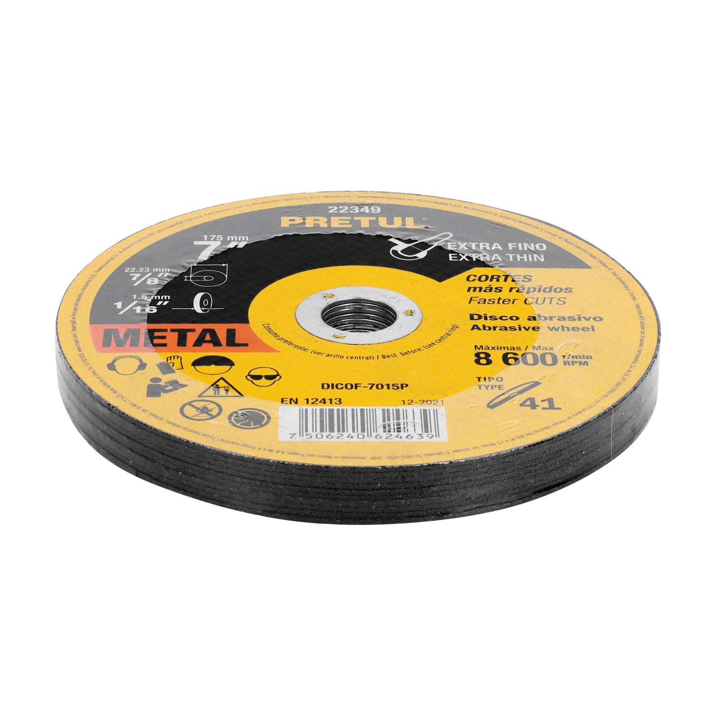 DICOF-7015P Disco Tipo 41 para corte extrafino de metal 7", 1.5 mm Pretul