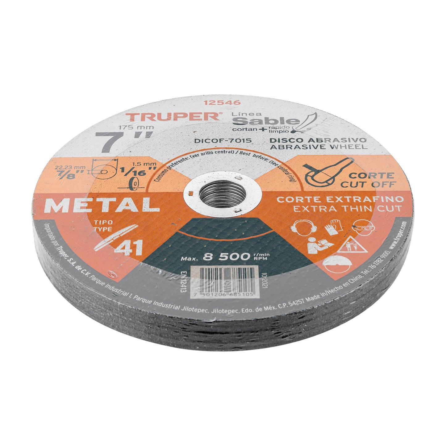 DICOF-7015 Disco Tipo 41, corte extrafino de metal Línea Sable 7", 1.5mm