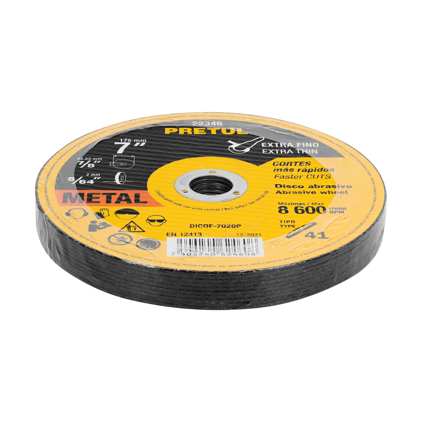 DICOF-7020P Disco Tipo 41 para corte extrafino de metal 7", 1.8 mm Pretul