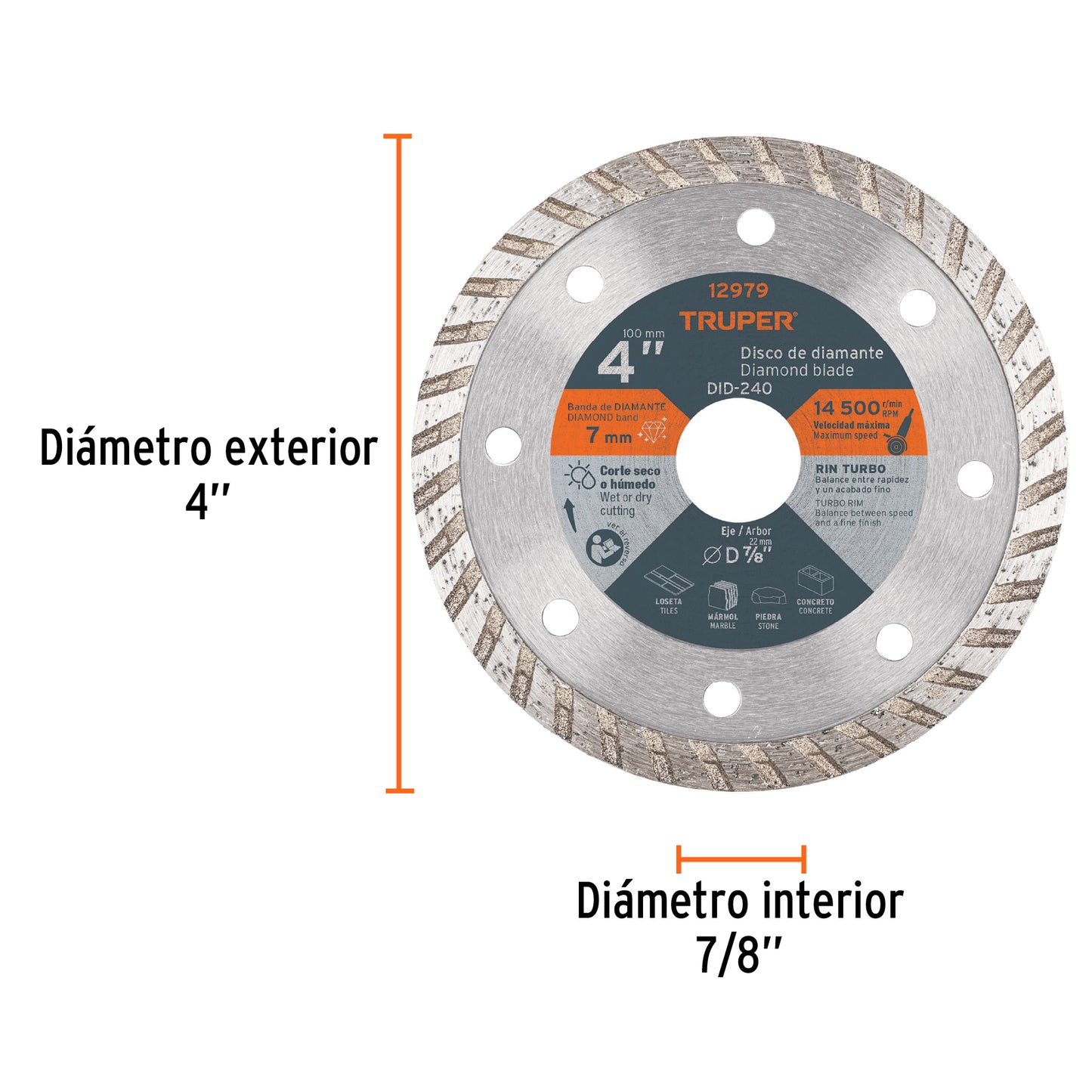 DID-240 Disco diamantado turbo, 4"