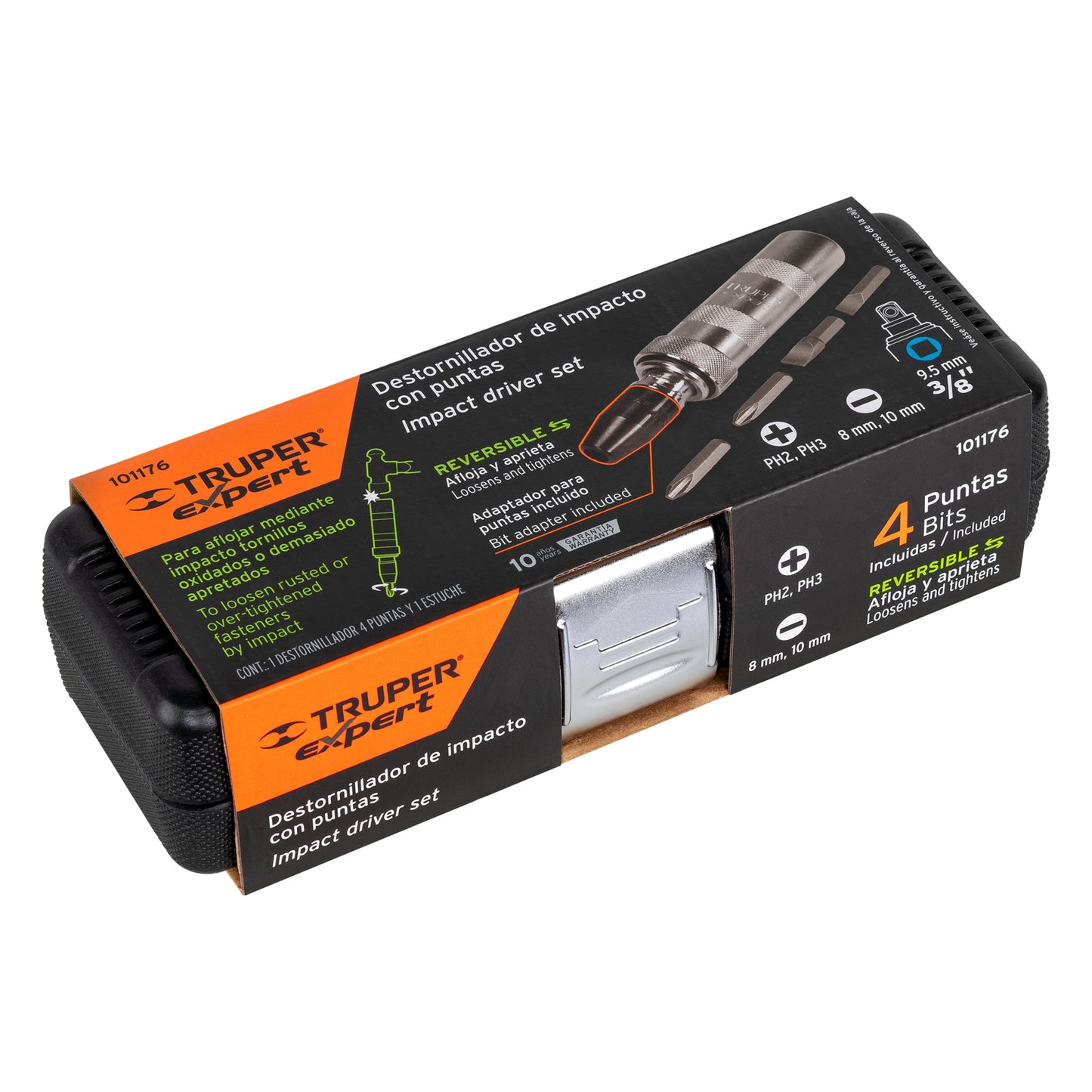 DIMP-3/8X Juego de desarmador de impacto y 4 puntas 3/8' S2, Expert