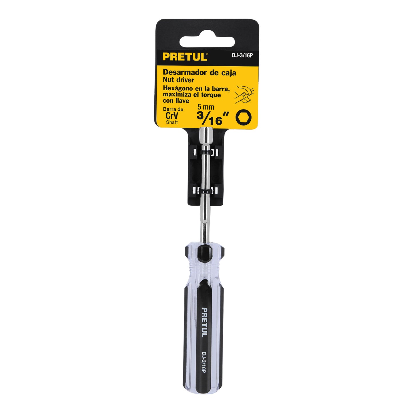 DJ-3/16P Desarmador de caja 3/16' mango de PVC Pretul