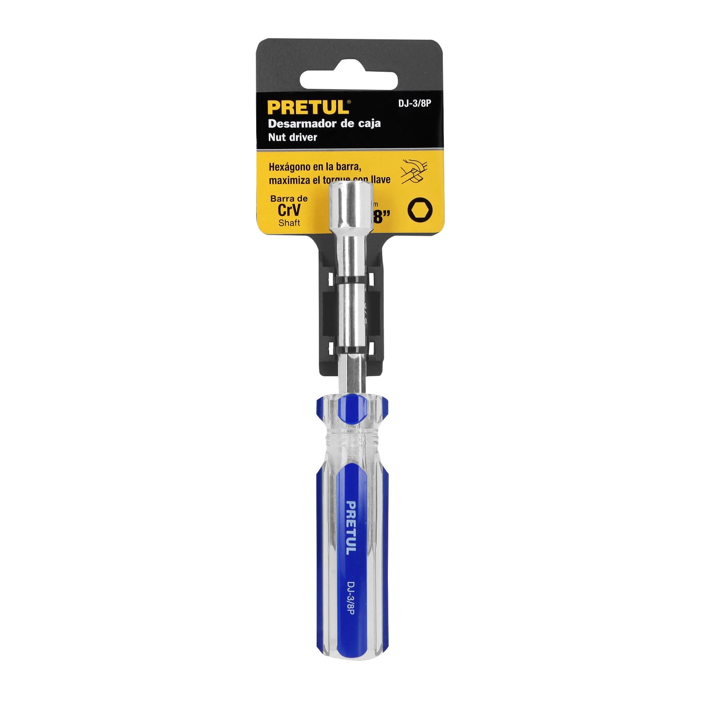 DJ-3/8P Desarmador de caja 3/8' mango de PVC Pretul