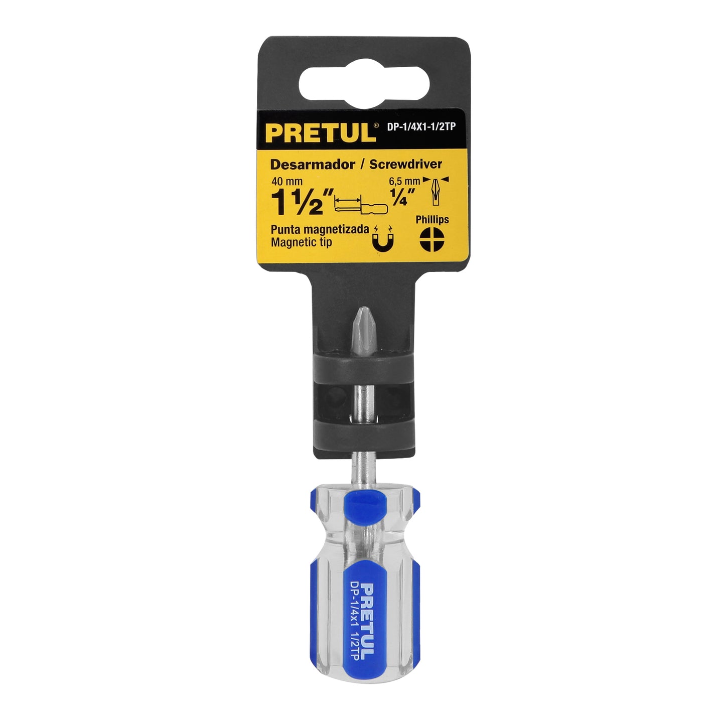 DP-1/4X1-1/2TP Destornillador punta phillips 1/4" x 1-1/2", mango PVC, Pretul